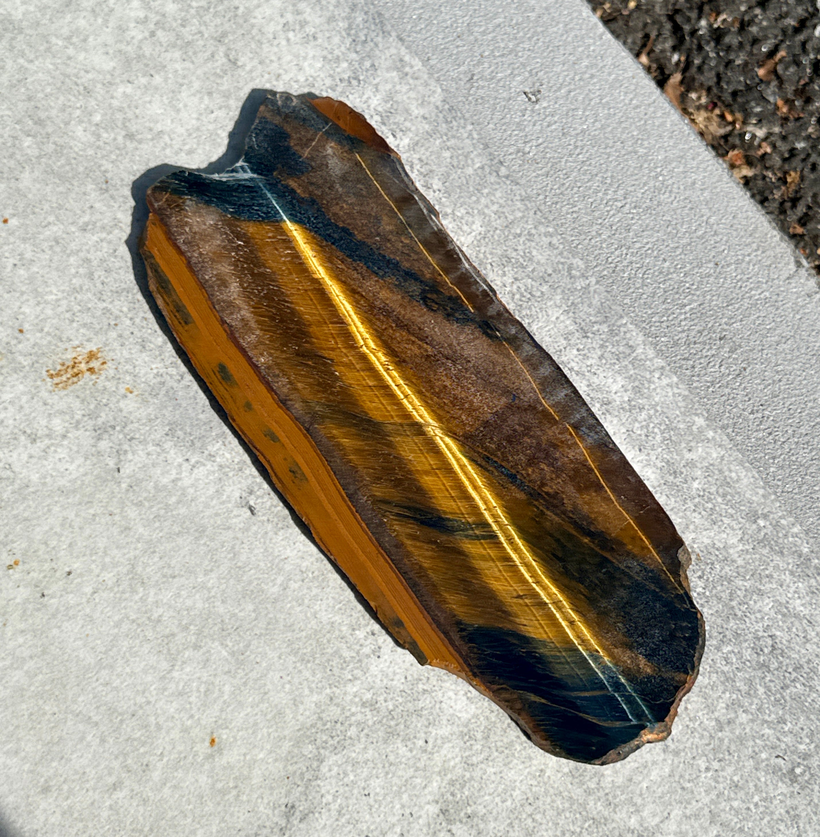 Polished Tiger Eye Slab from South Africa; 187.50 grams