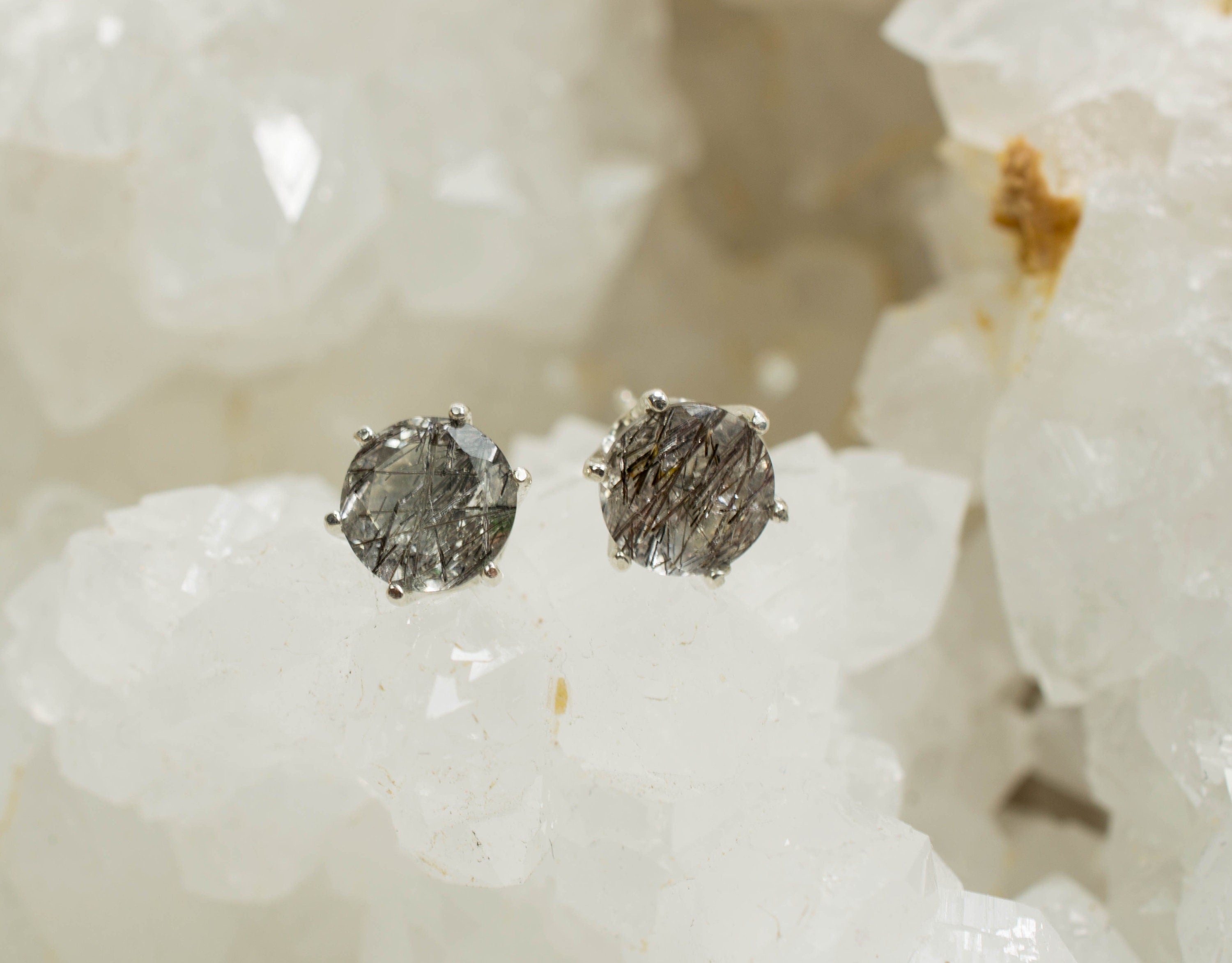 Rutilated Quartz Earrings; Genuine Untreated Brazilian Quartz - Mark Oliver Gems