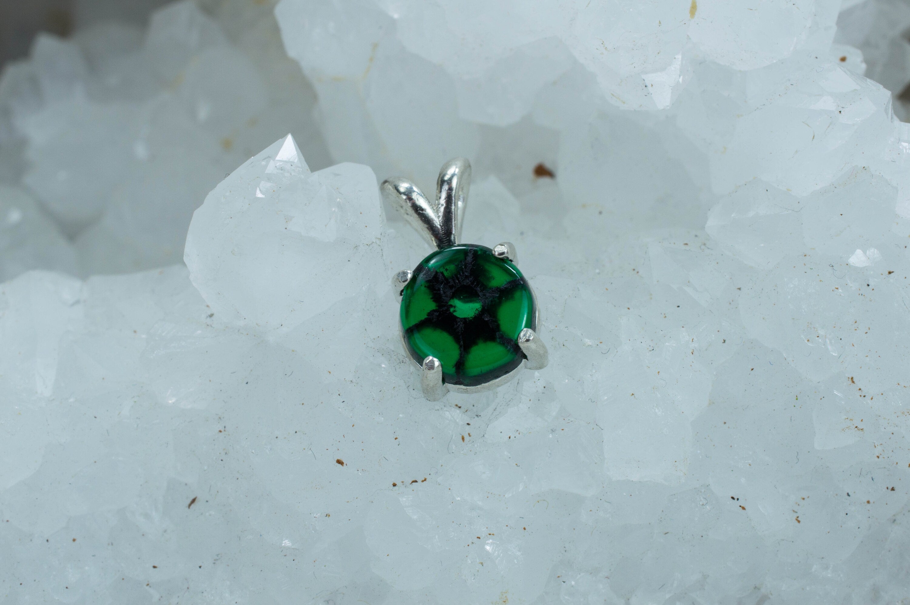 Trapiche Emerald Pendant, Genuine Untreated Colombian Emerald - Mark Oliver Gems