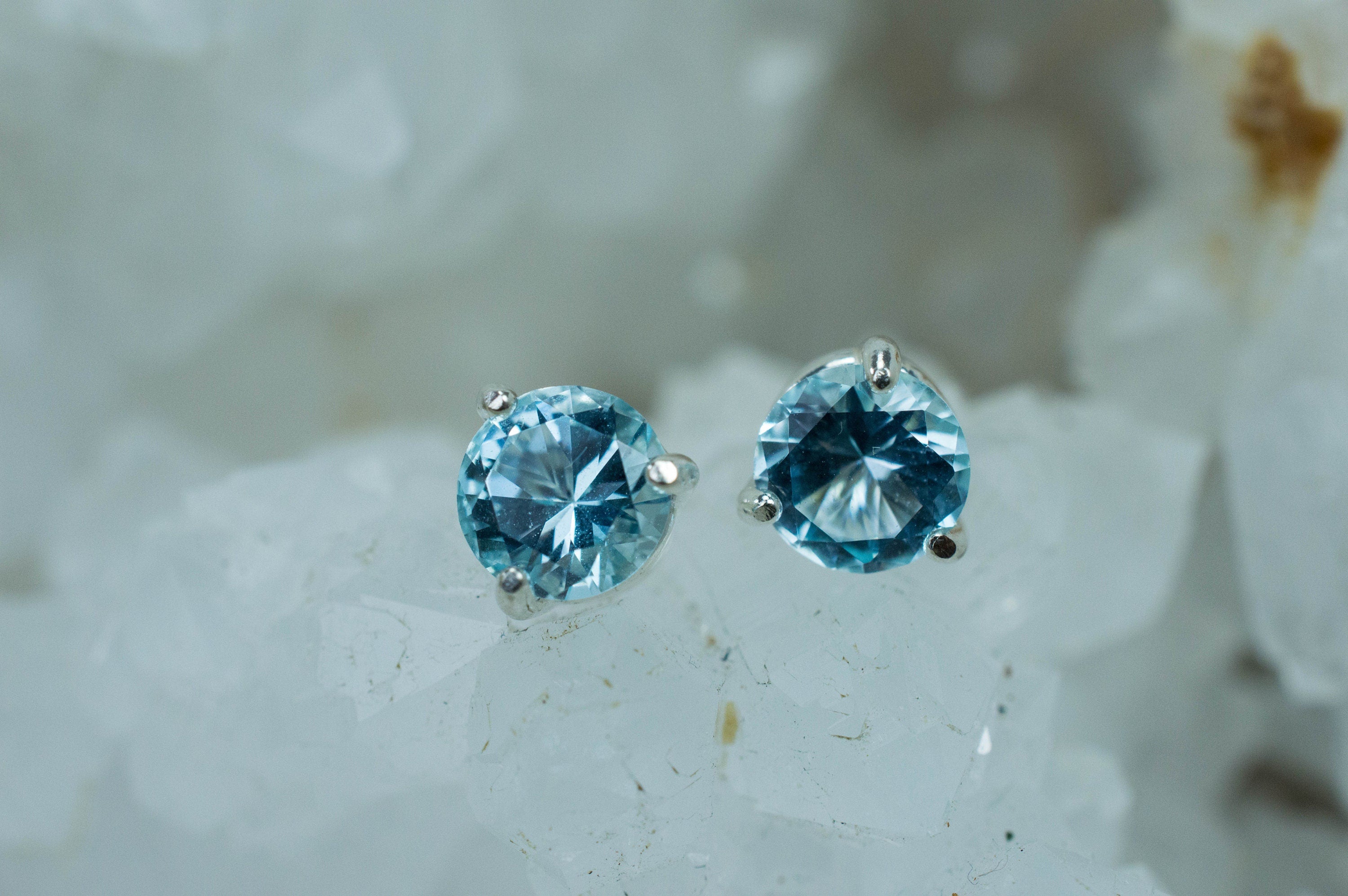 Blue Topaz Earrings; Genuine Brazilian Topaz; 1.830cts - Mark Oliver Gems