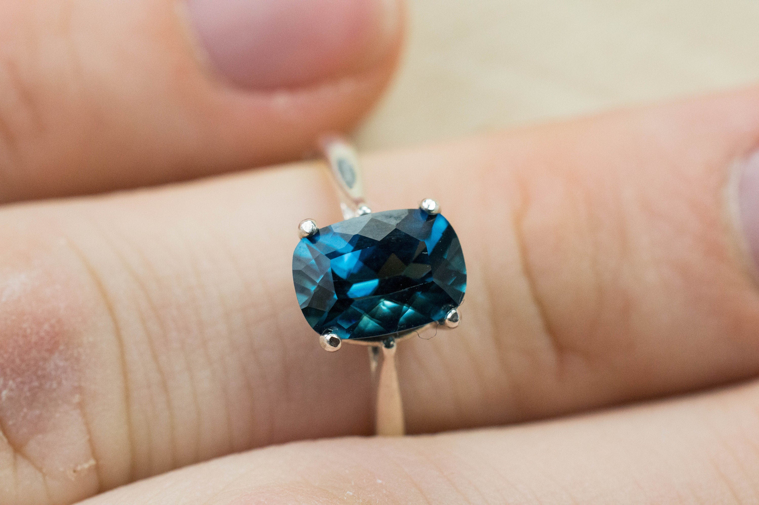 Indicolite Tourmaline Ring, Genuine Untreated Brazil Tourmaline; 1.640cts - Mark Oliver Gems