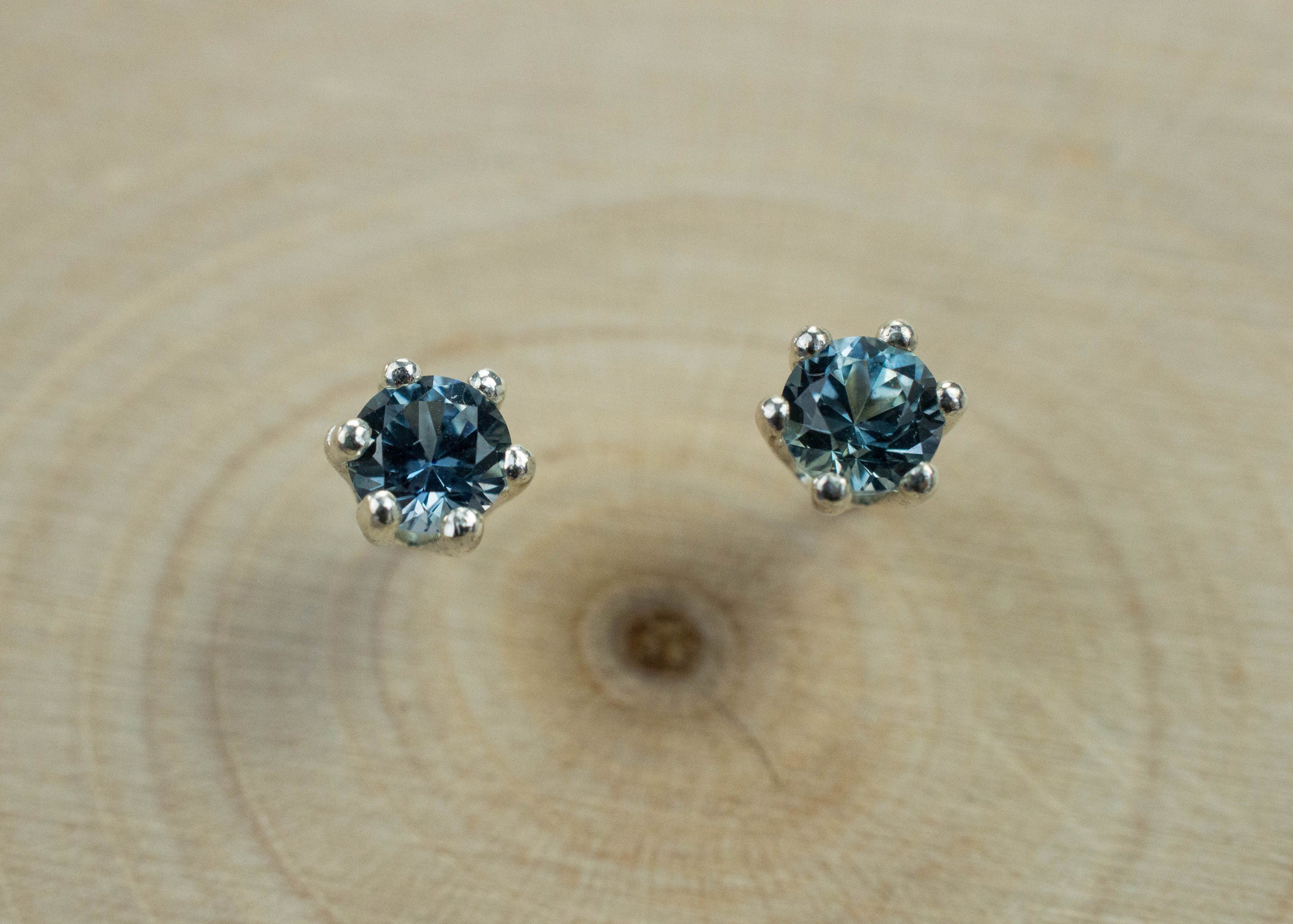 Montana Sapphire Earrings; Natural Untreated USA Blue Sapphire; 0.490cts - Mark Oliver Gems