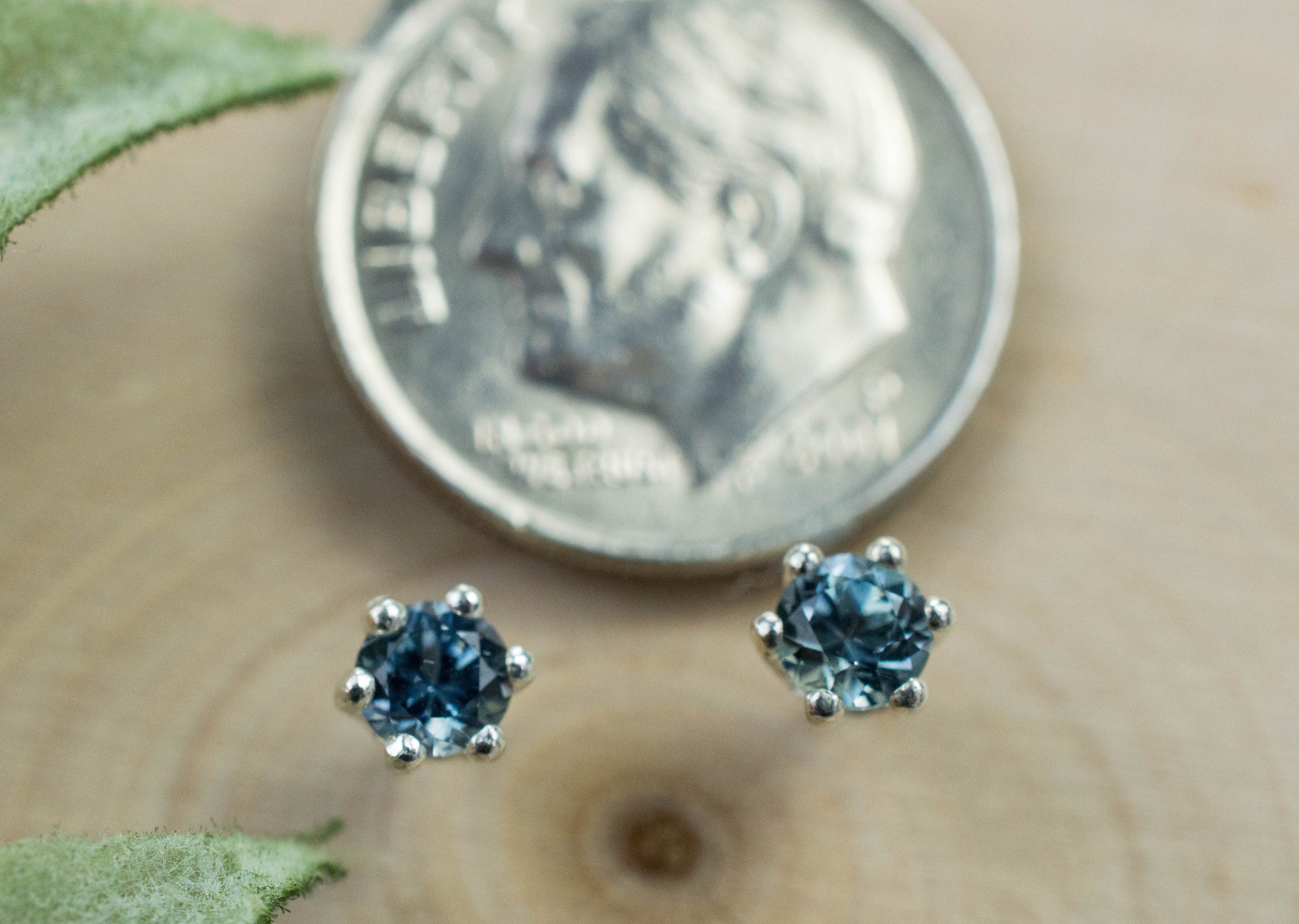 Montana Sapphire Earrings; Natural Untreated USA Blue Sapphire; 0.490cts - Mark Oliver Gems