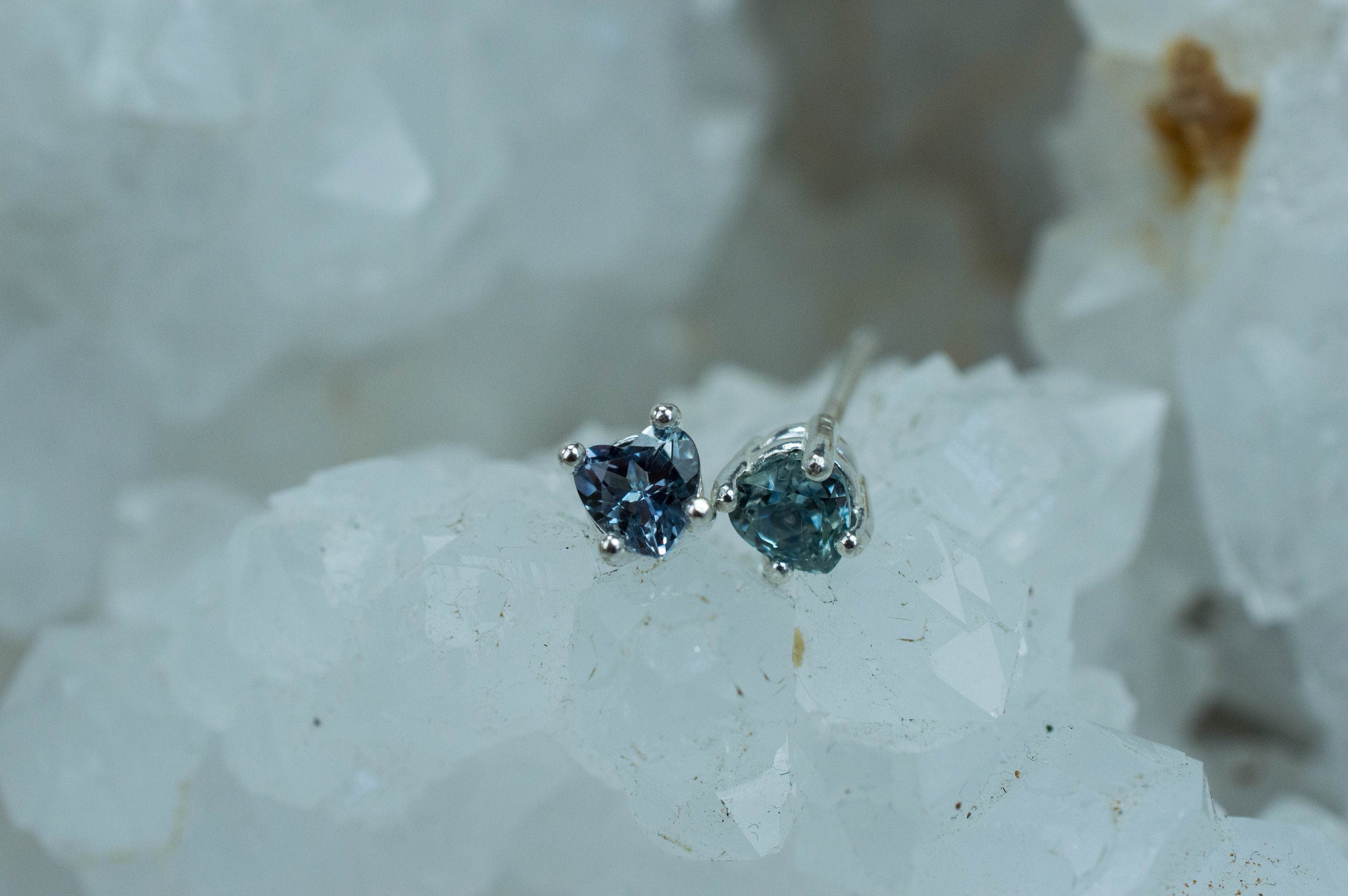 Montana Sapphire Earrings; Natural Untreated USA Blue Sapphire; 0.625cts - Mark Oliver Gems