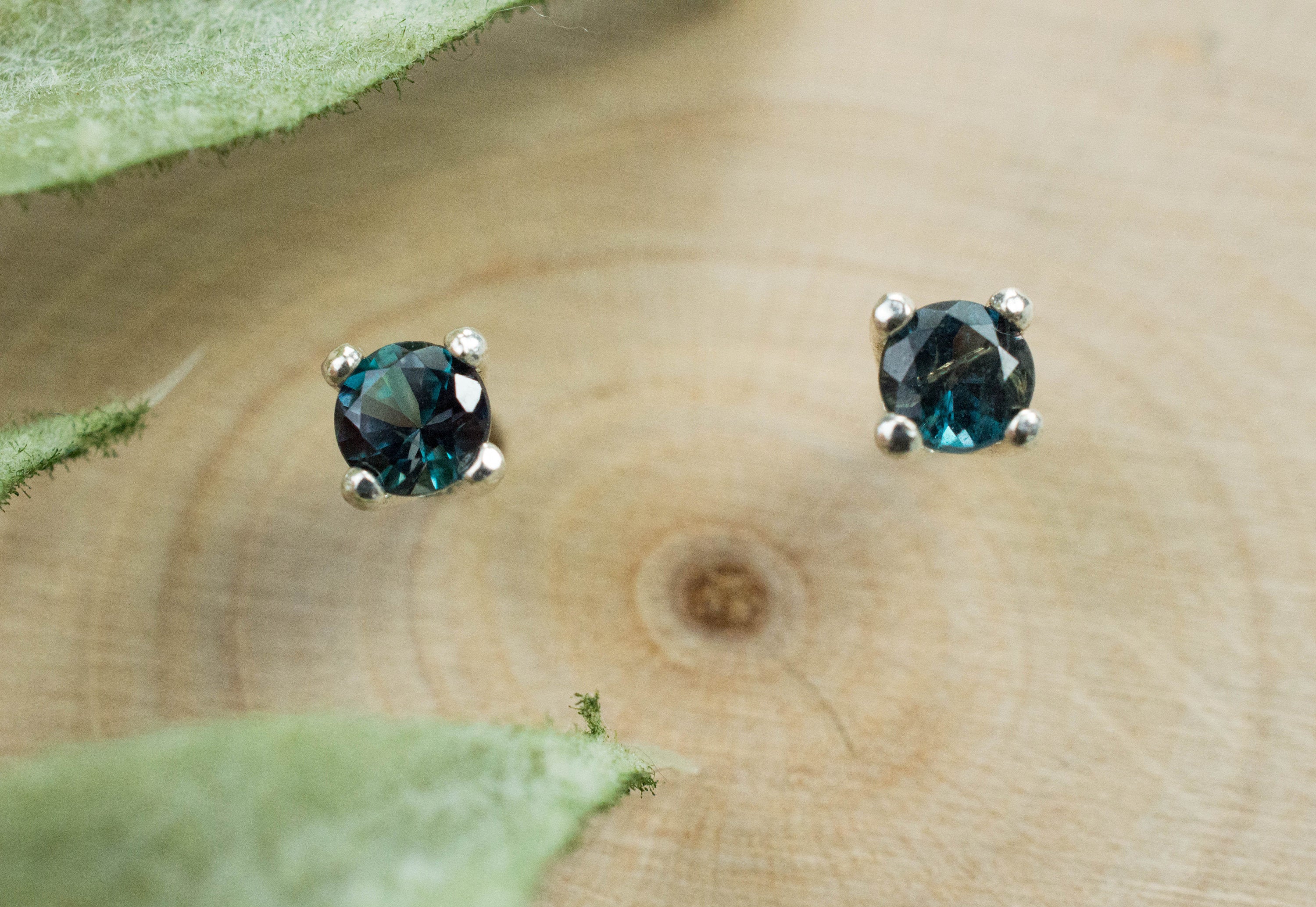 Alexandrite Earrings; Genuine Untreated Brazilian Color Change Alexandrite; 0.325cts - Mark Oliver Gems