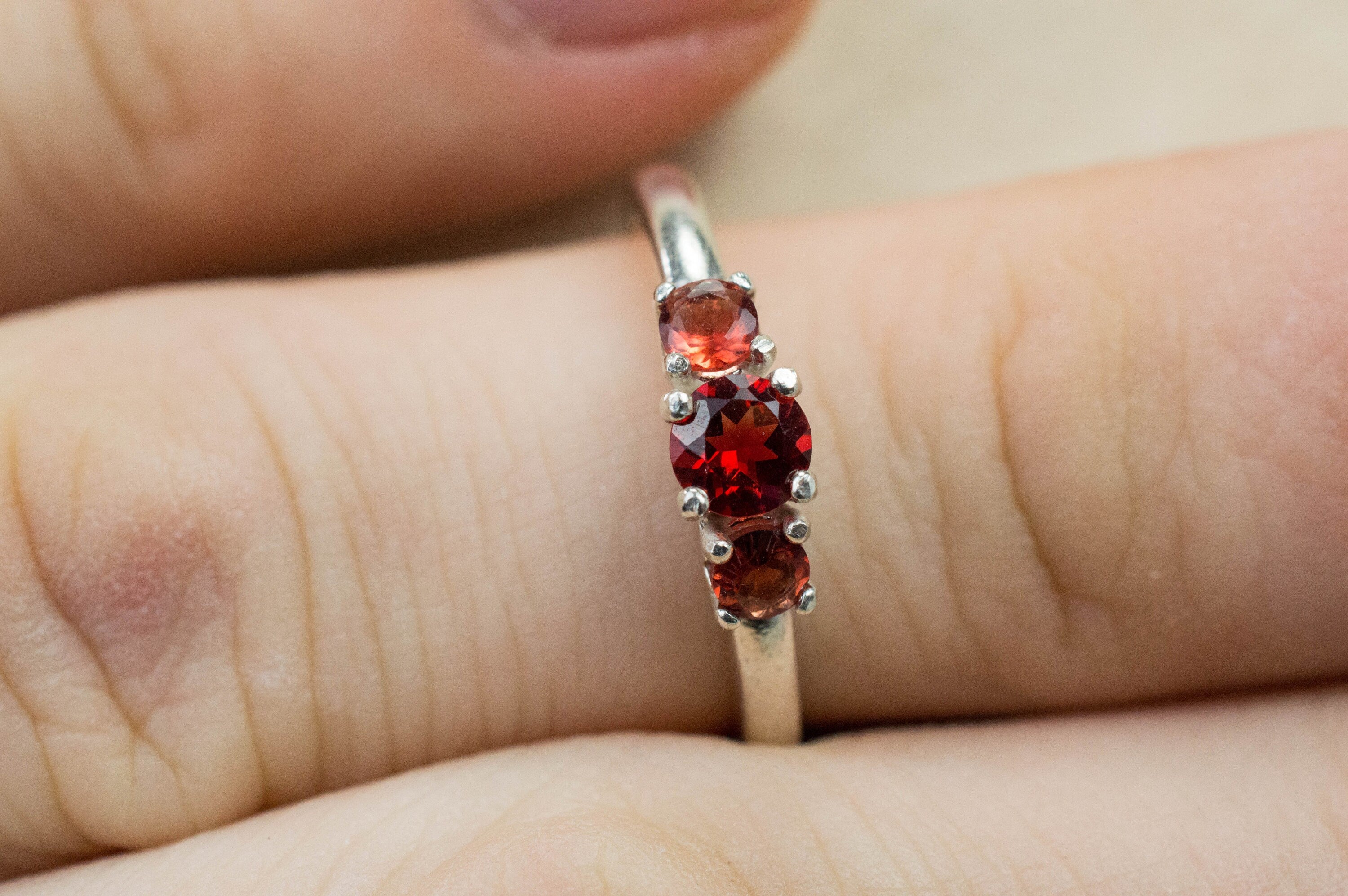 Oregon Sunstone Ring, Genuine Untreated Red Sunstones; 0.420cts - Mark Oliver Gems