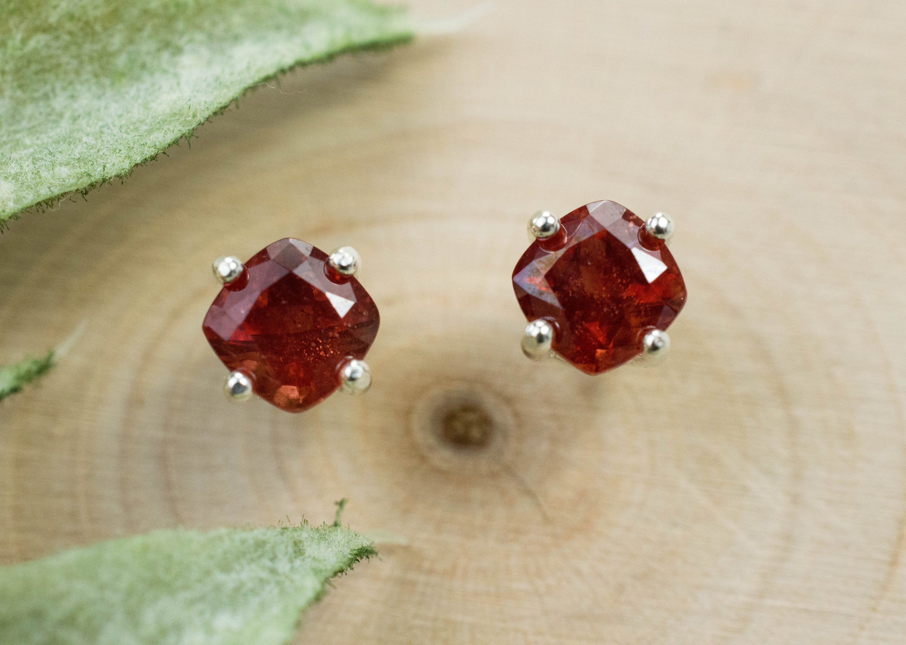 Red Oregon Sunstone Earrings; Natural Untreated USA Sunstone; 1.065cts - Mark Oliver Gems