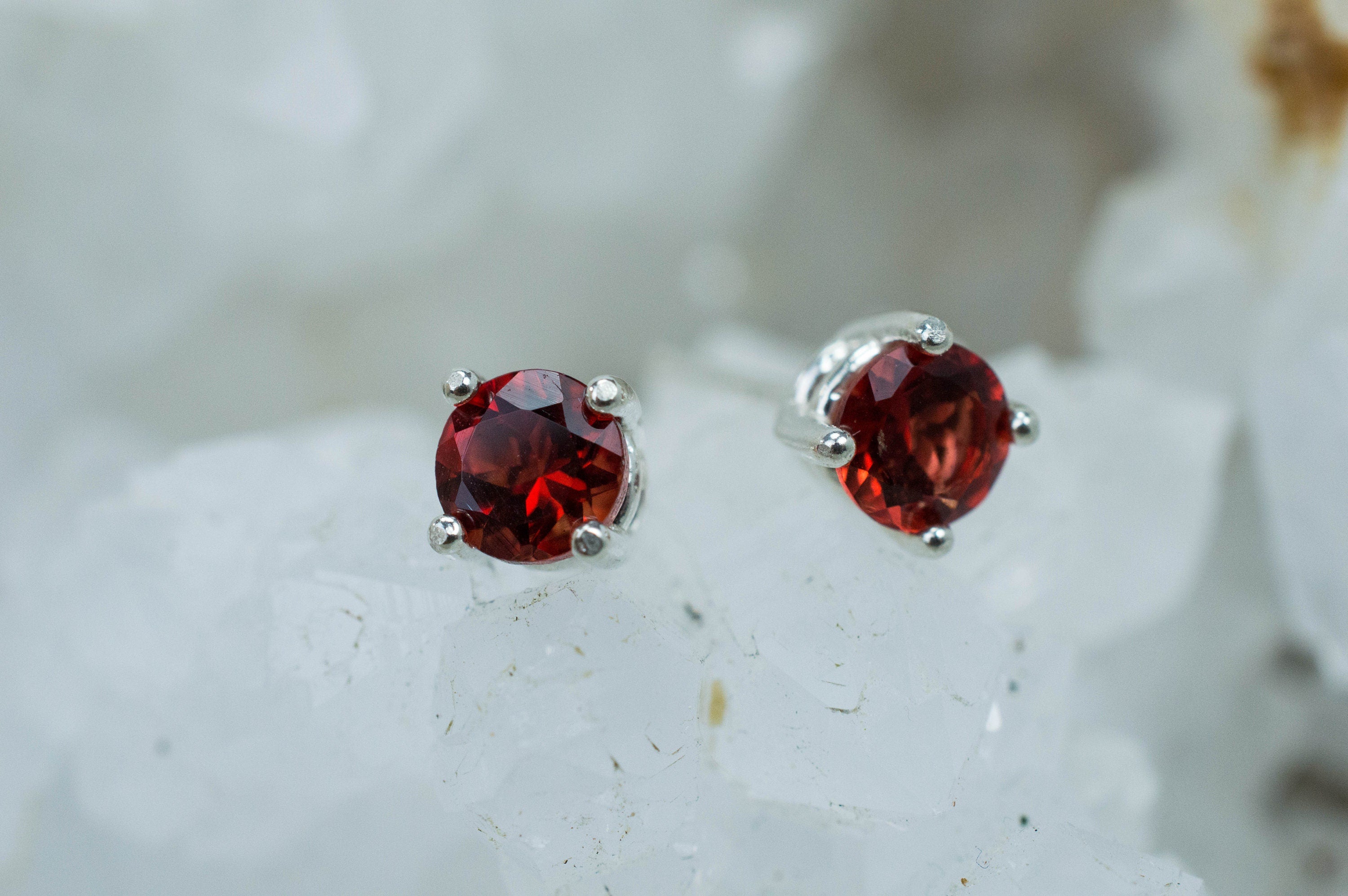 Red Oregon Sunstone Earrings; Natural Untreated USA Sunstone; 0.945cts - Mark Oliver Gems