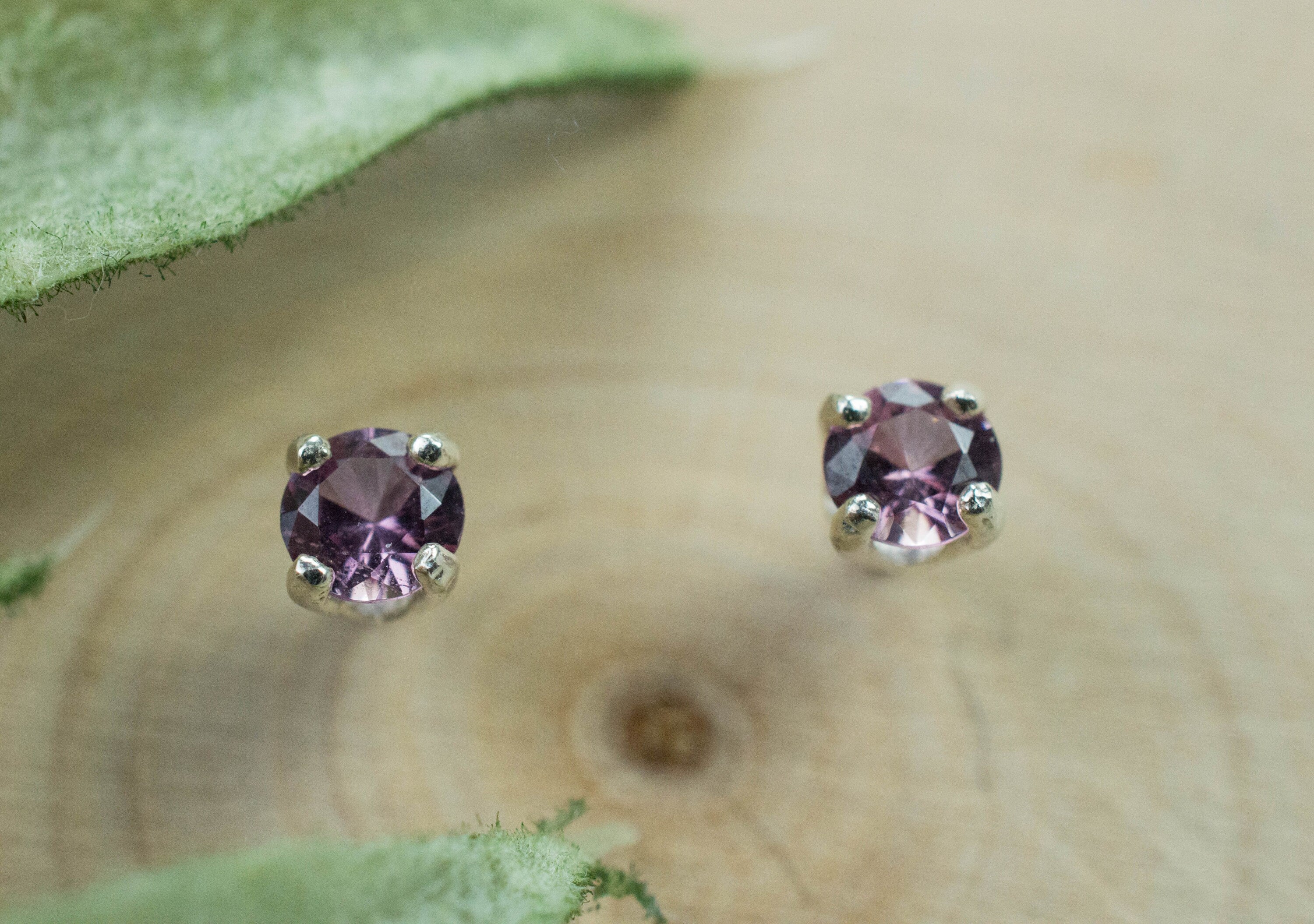 Rhodolite Garnet Earrings, Genuine Untreated Tanzanian Garnet; 0.310cts - Mark Oliver Gems