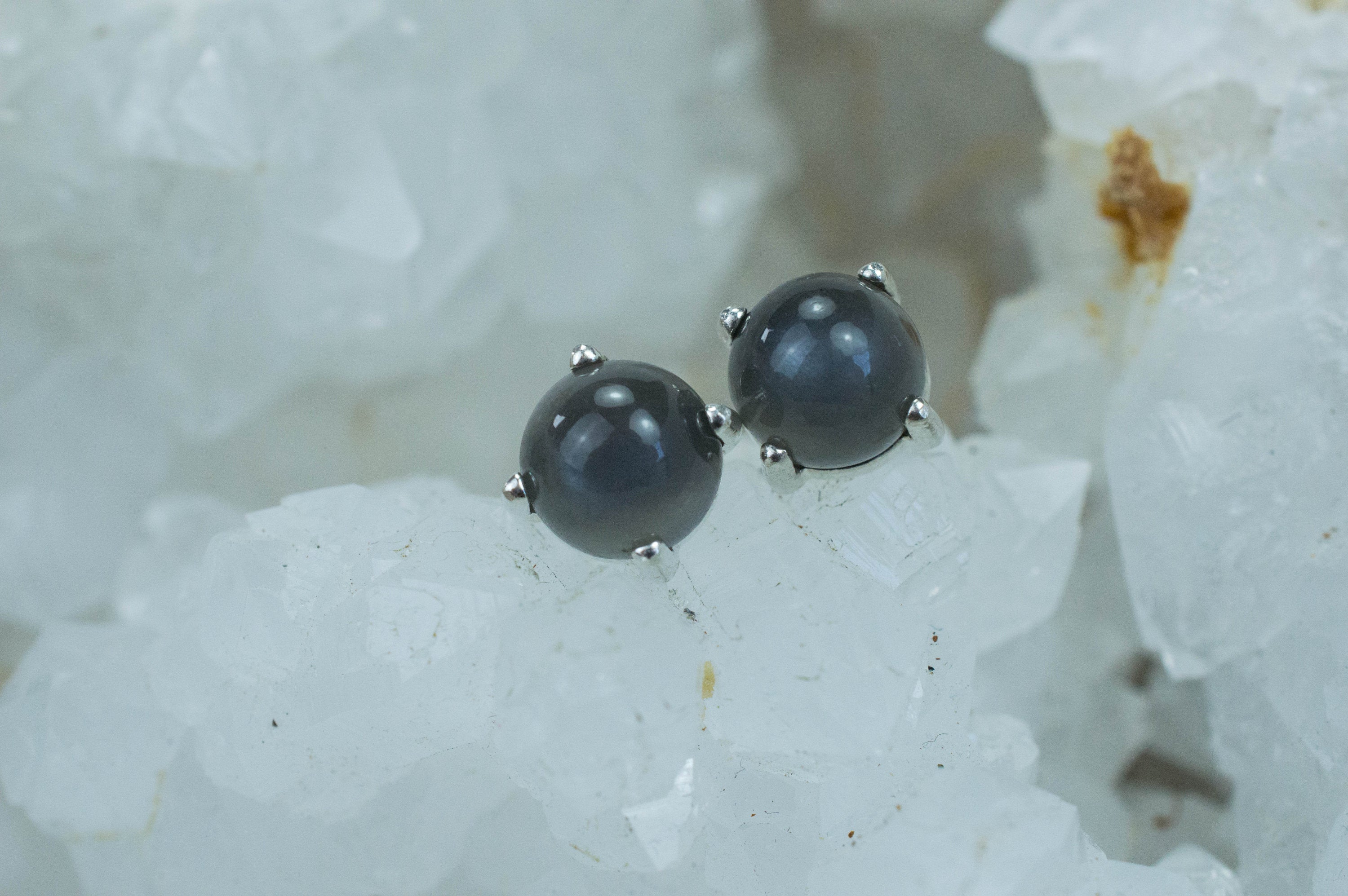 Gray Moonstone Earrings; Genuine Untreated India Moonstone; 3.345cts - Mark Oliver Gems