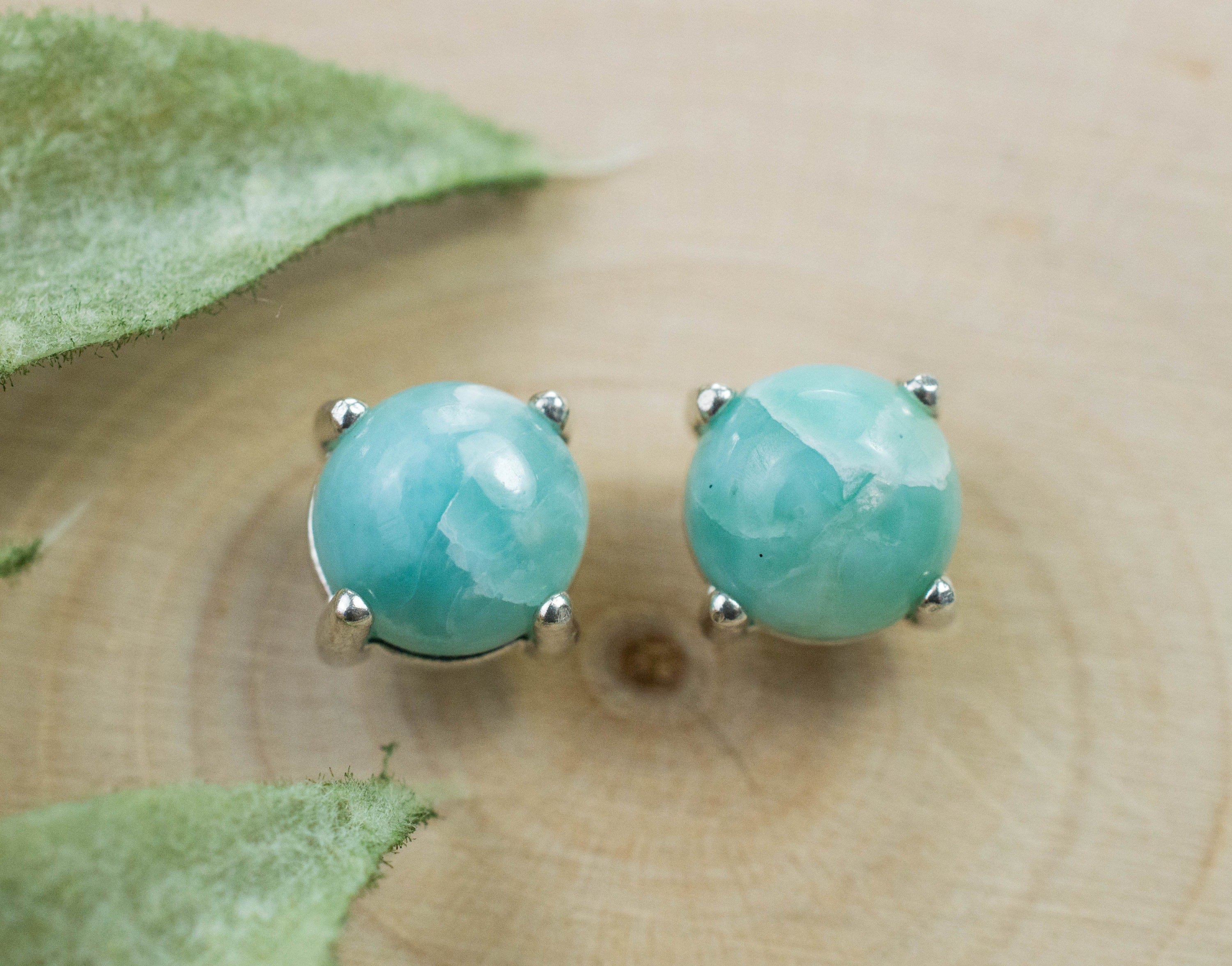 Larimar Earrings; Genuine Untreated Dominican Republic Larimar; 3.625cts - Mark Oliver Gems
