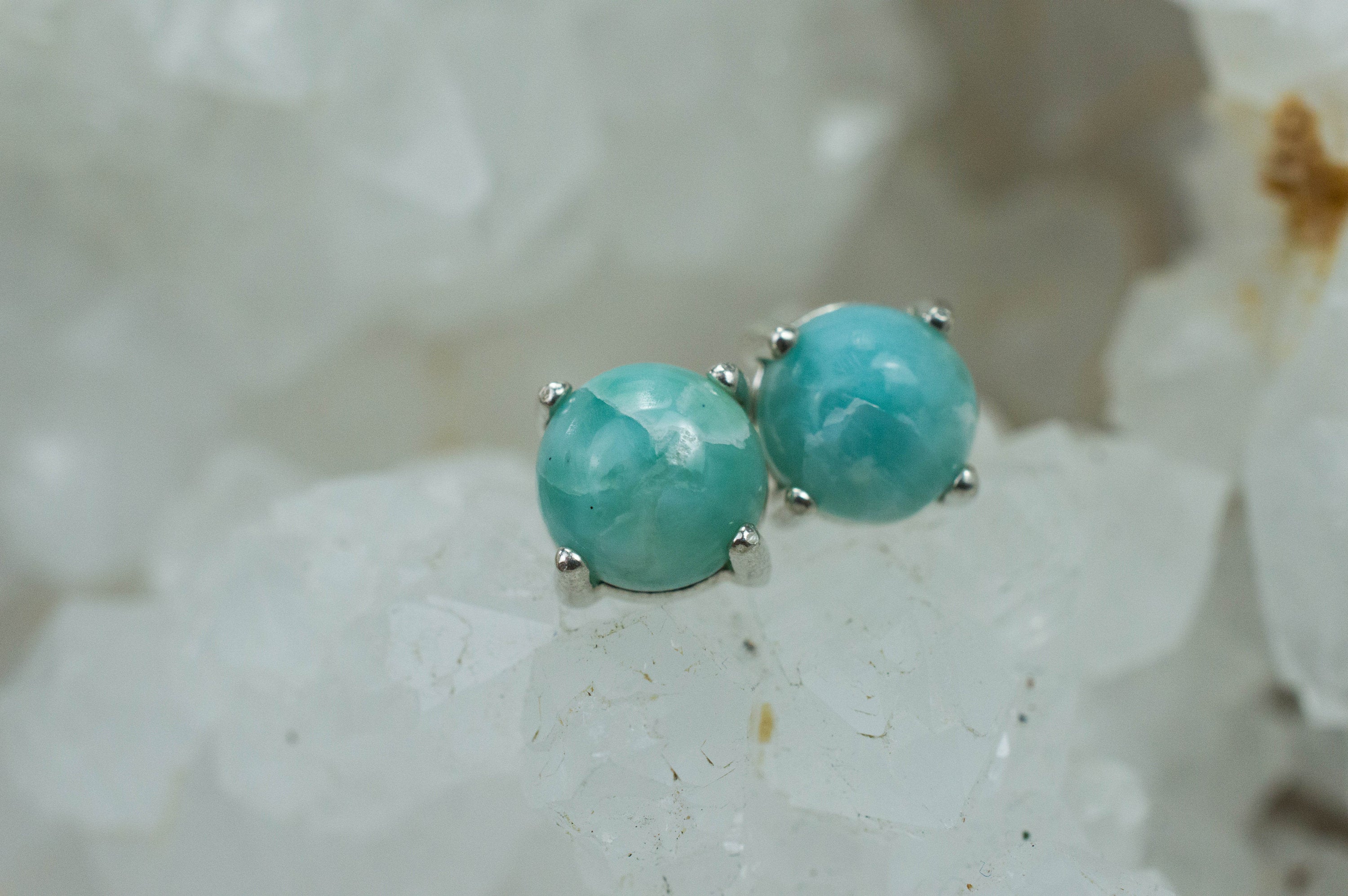 Larimar Earrings; Genuine Untreated Dominican Republic Larimar; 3.625cts - Mark Oliver Gems
