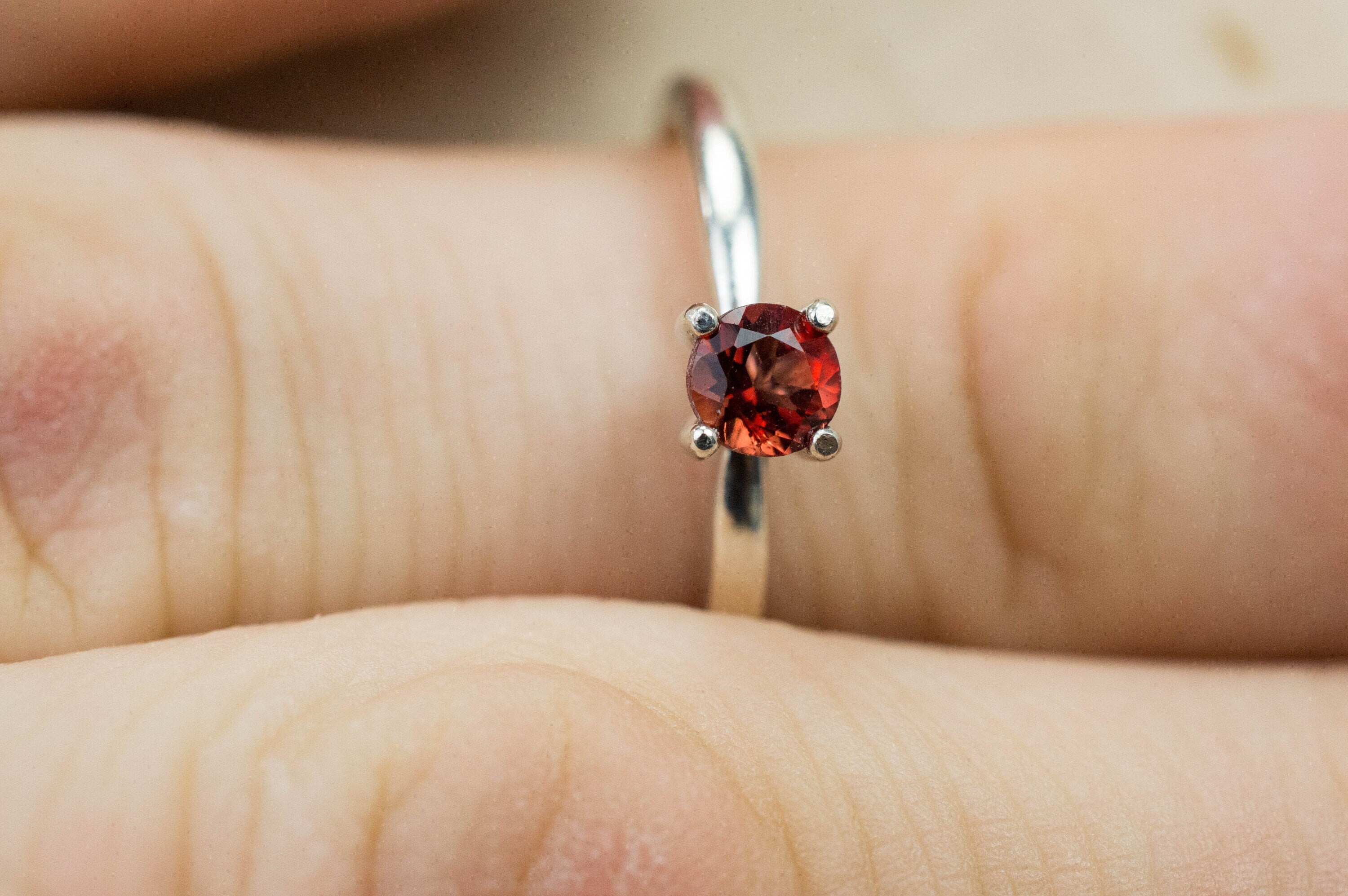 Red Oregon Sunstone Ring; Genuine Untreated USA Sunstone; 0.275cts - Mark Oliver Gems