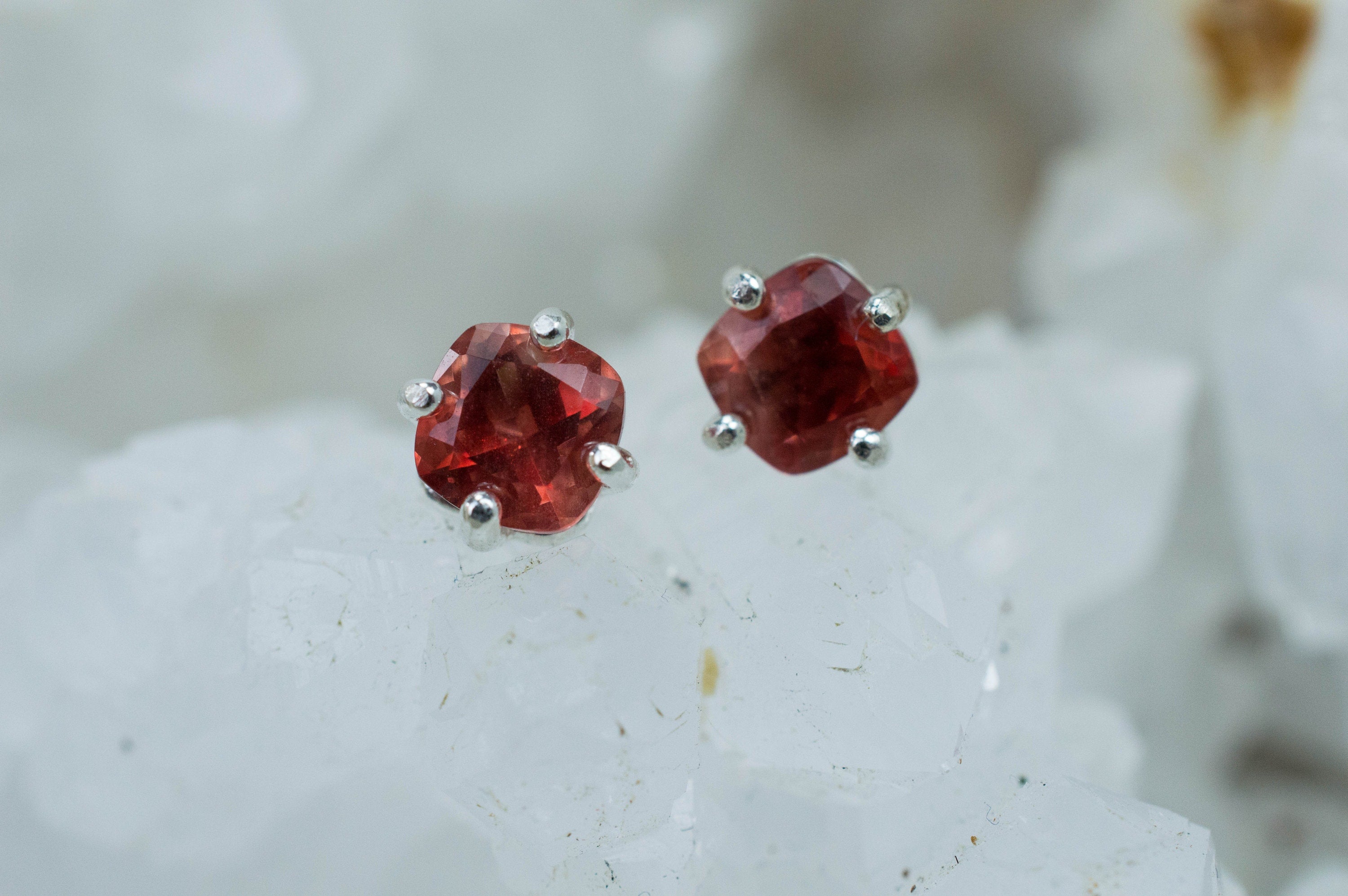 Red Oregon Sunstone Earrings; Natural Untreated USA Sunstone; 1.040cts - Mark Oliver Gems