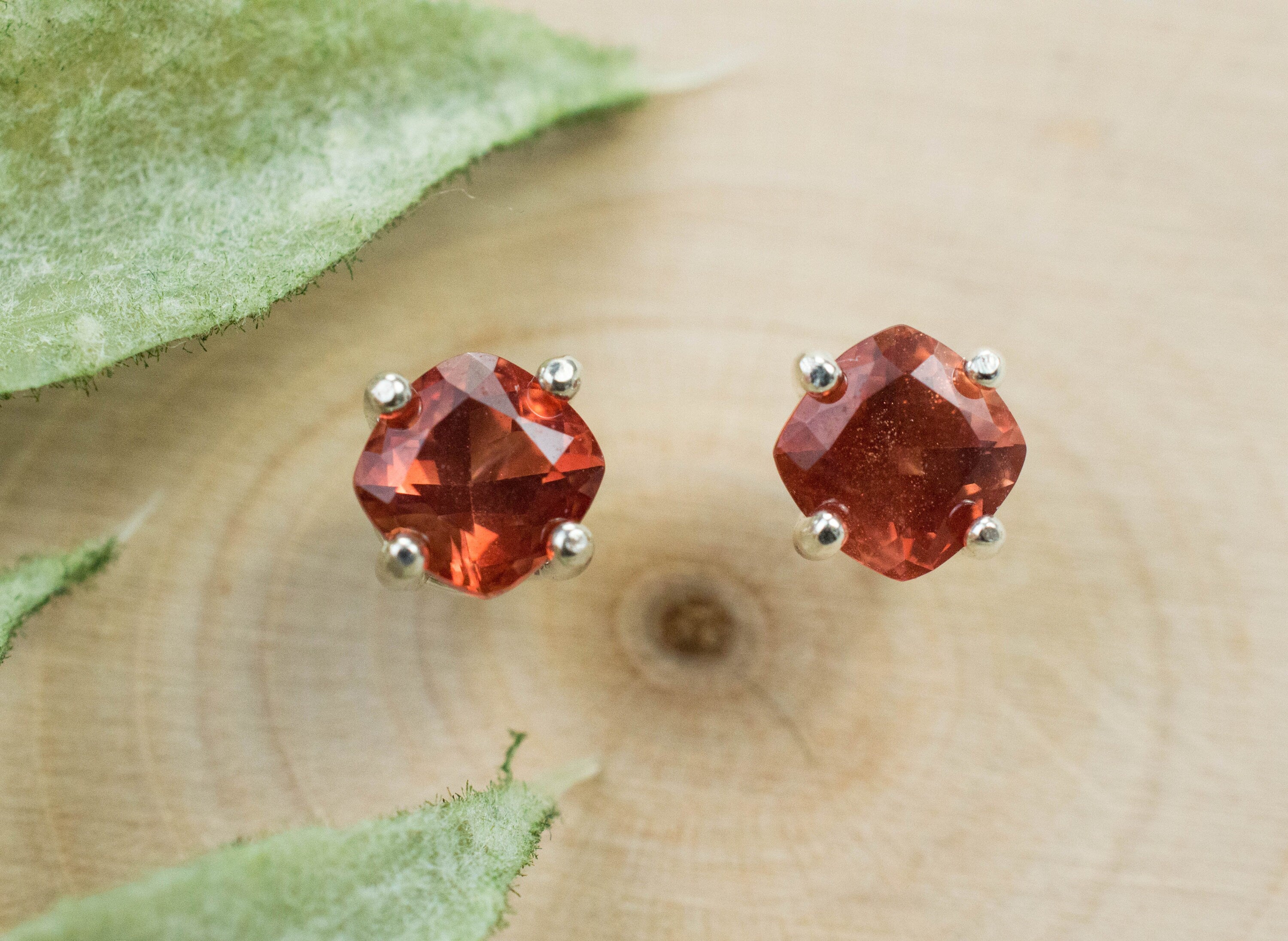 Red Oregon Sunstone Earrings; Natural Untreated USA Sunstone; 1.030cts - Mark Oliver Gems