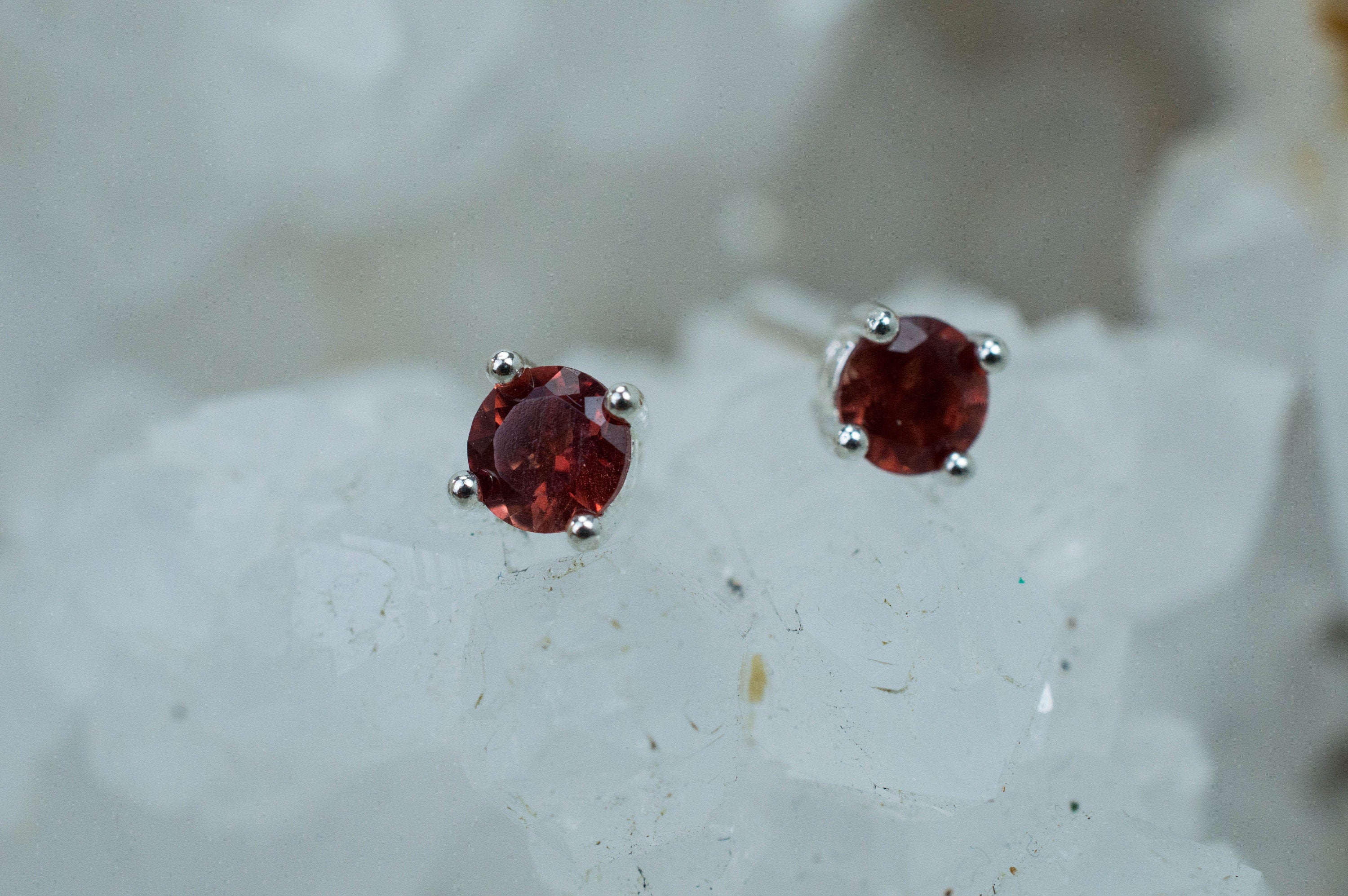 Red Oregon Sunstone Earrings; Natural Untreated USA Sunstone; 0.465cts - Mark Oliver Gems