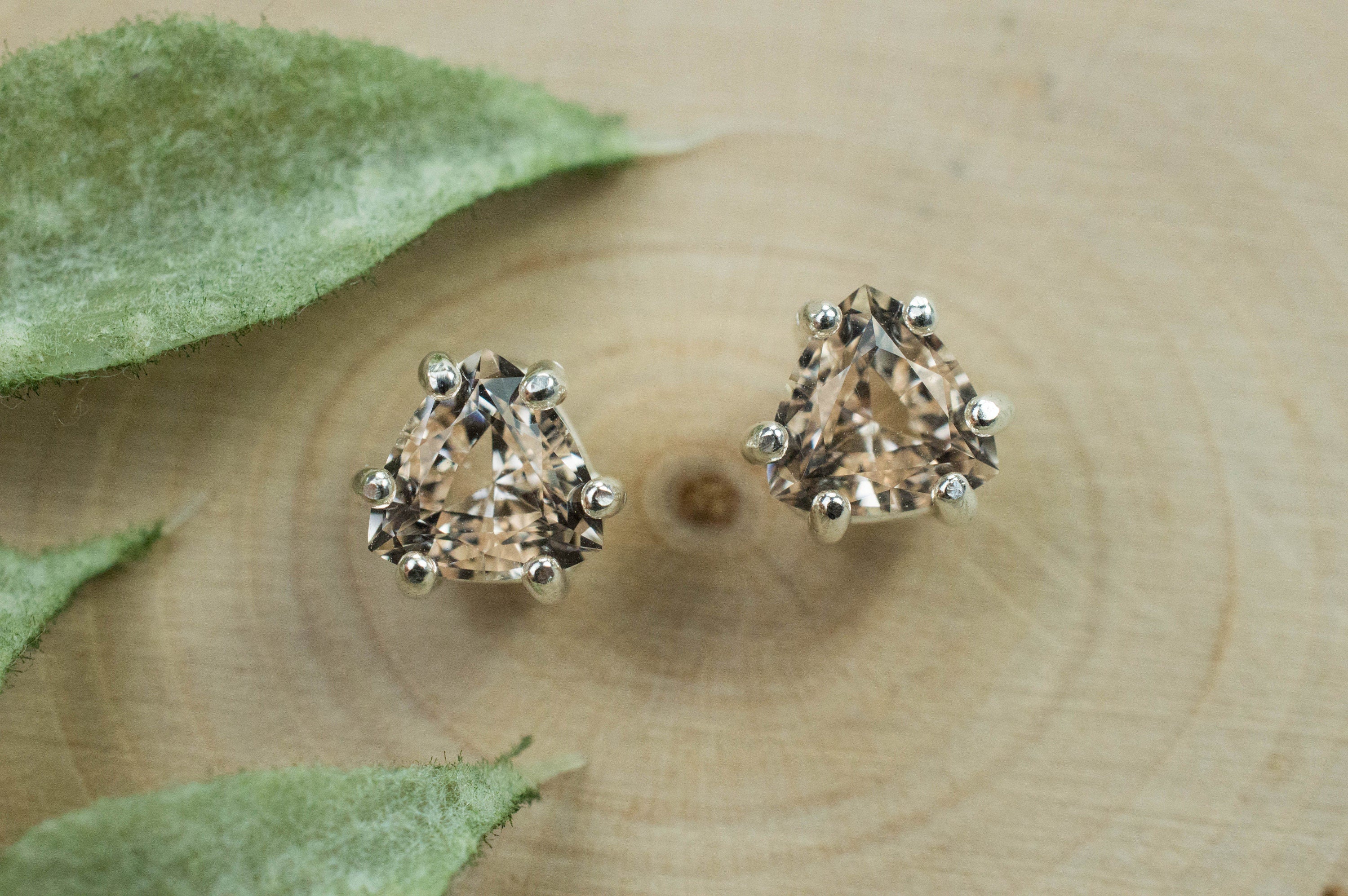 Morganite Earrings; Natural Untreated Madagascar Morganite; 1.620cts - Mark Oliver Gems