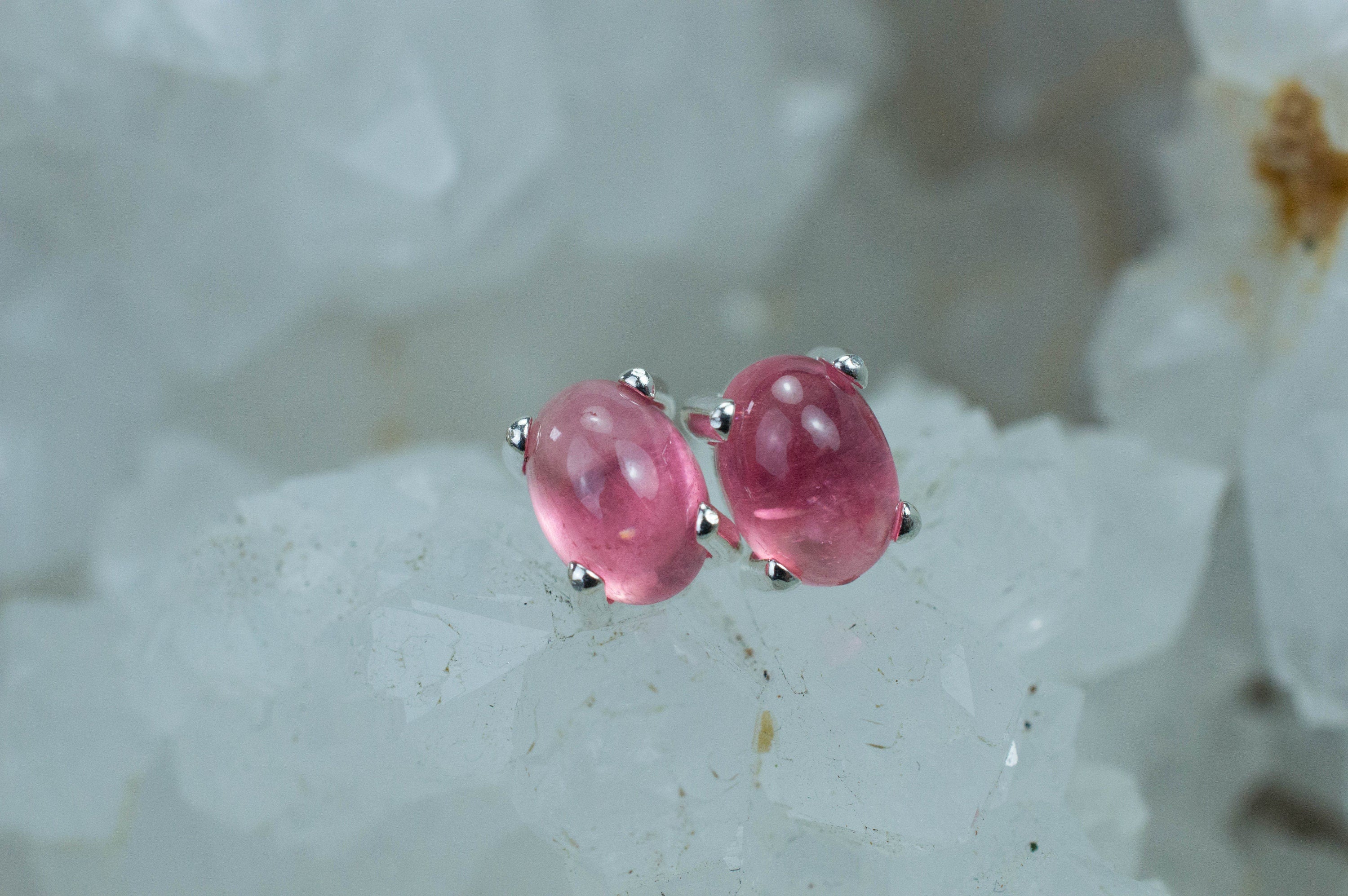 Rhodochrosite Earrings; Natural Untreated USA Sweet Home Rhodochrosite; 2.870cts - Mark Oliver Gems