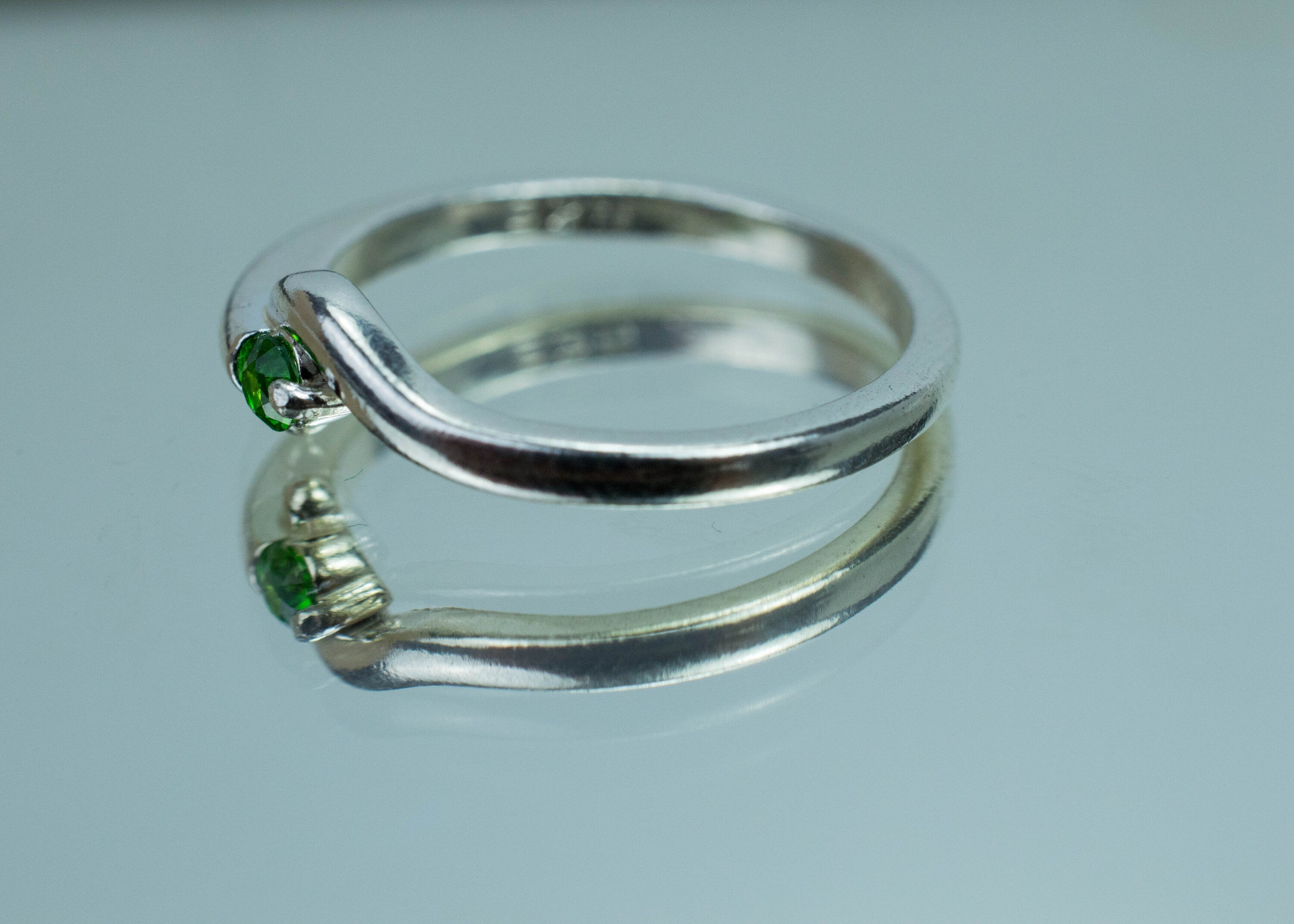 Demantoid Garnet Ring, Genuine Untreated Demantoid; 0.110cts - Mark Oliver Gems