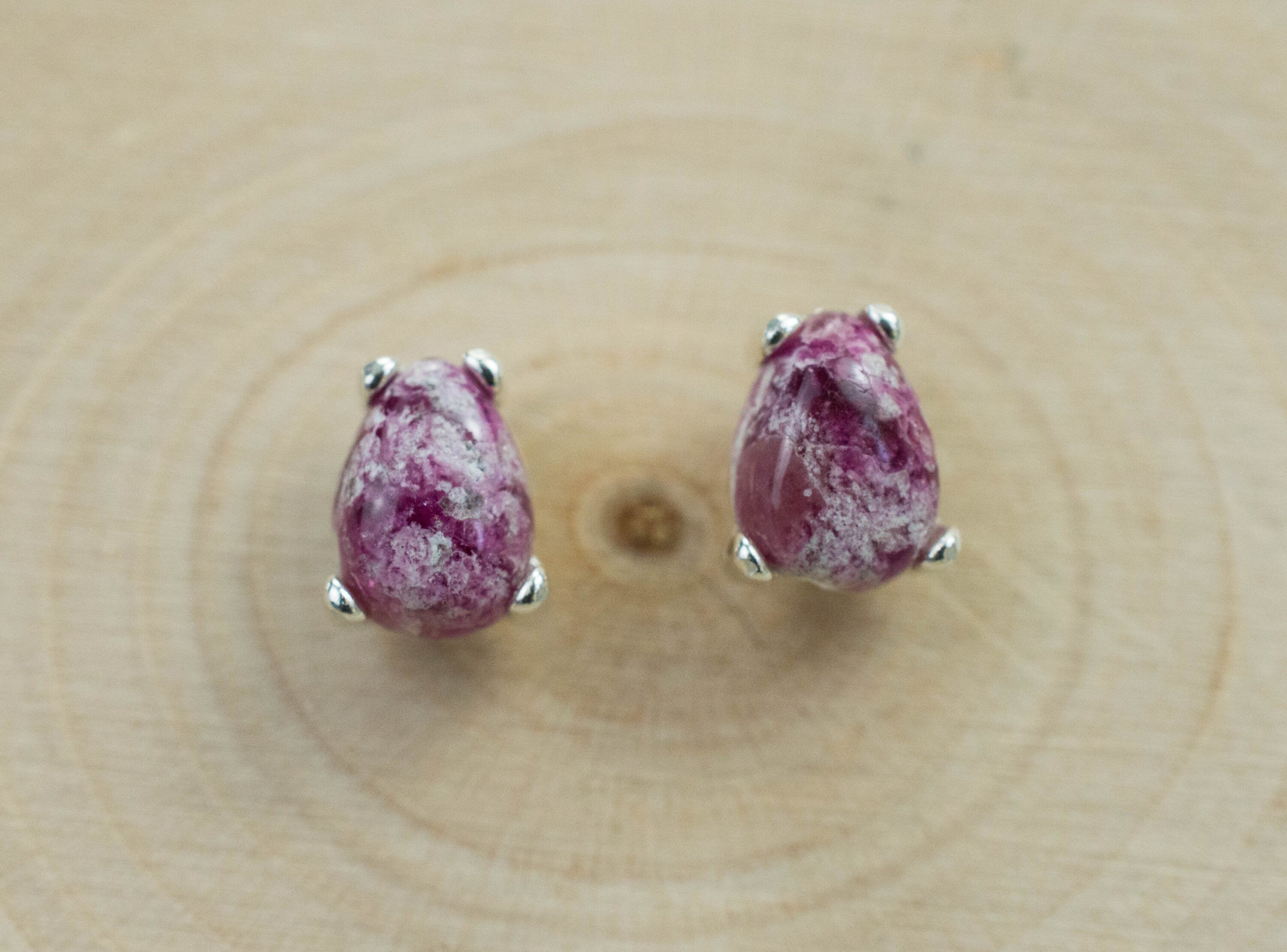 Bixbite Earrings; Natural and Untreated USA Bixbite in Matrix; 1.530cts - Mark Oliver Gems