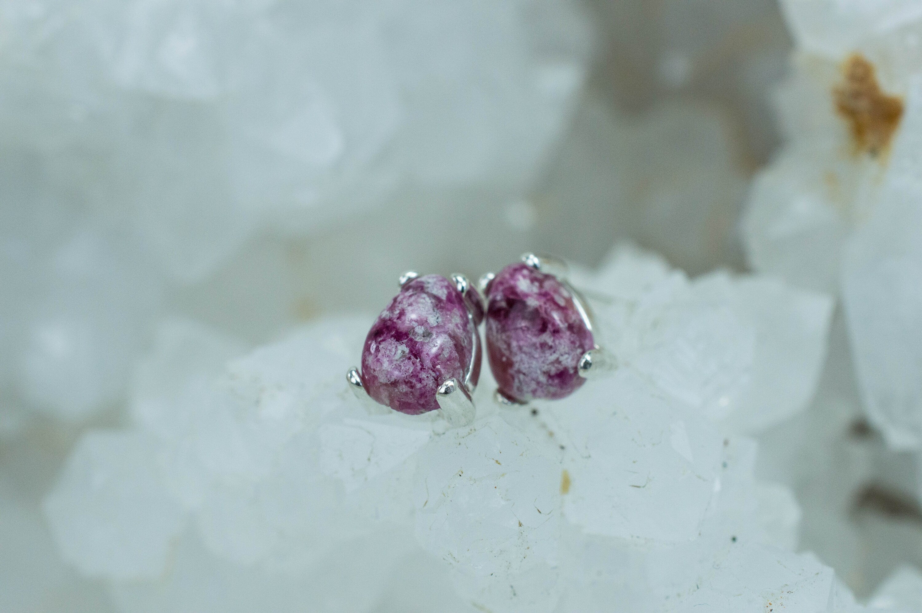 Bixbite Earrings; Natural and Untreated USA Bixbite in Matrix; 1.530cts - Mark Oliver Gems