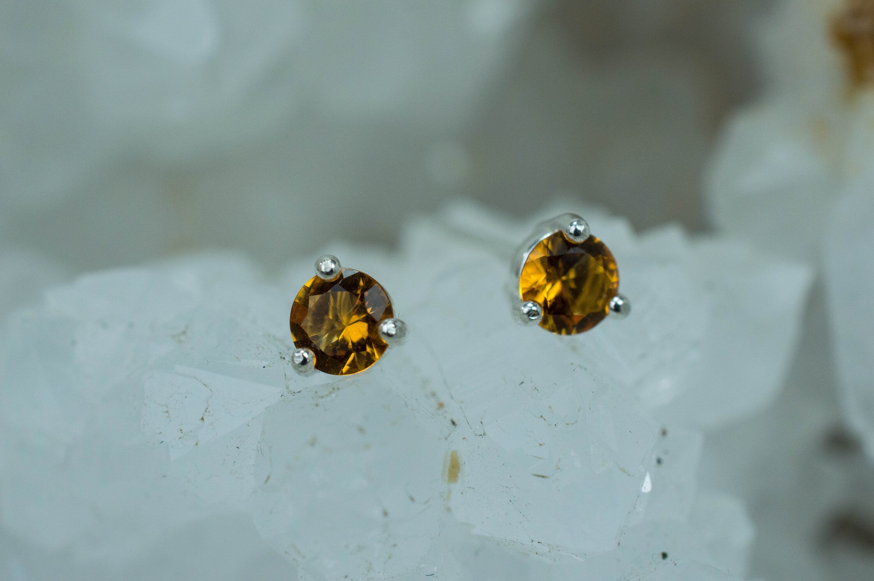 Citrine Earrings; Natural Untreated Uruguay Citrine; 0.390cts - Mark Oliver Gems