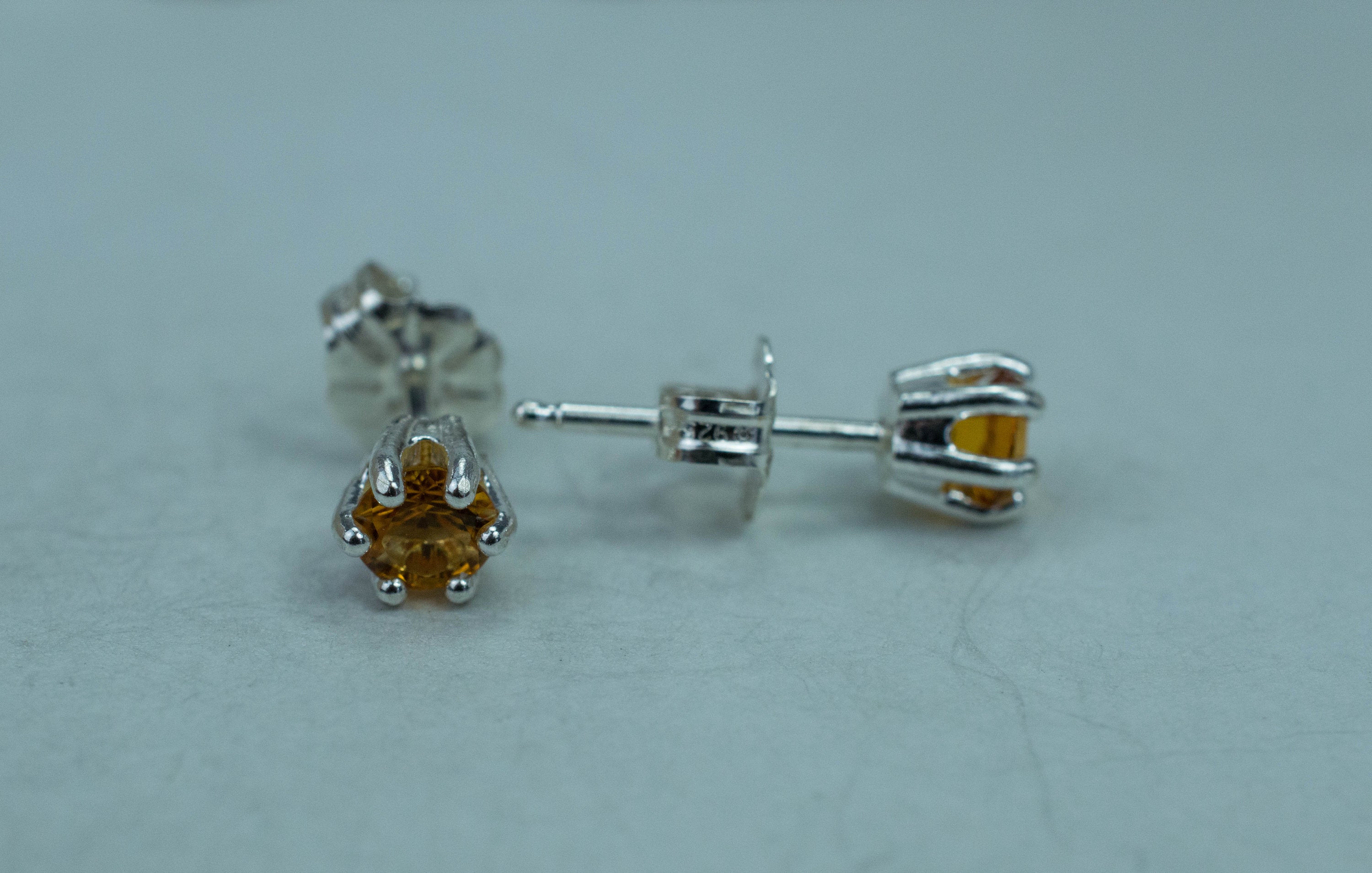 Citrine Earrings; Natural Untreated Uruguay Citrine; 0.400cts - Mark Oliver Gems