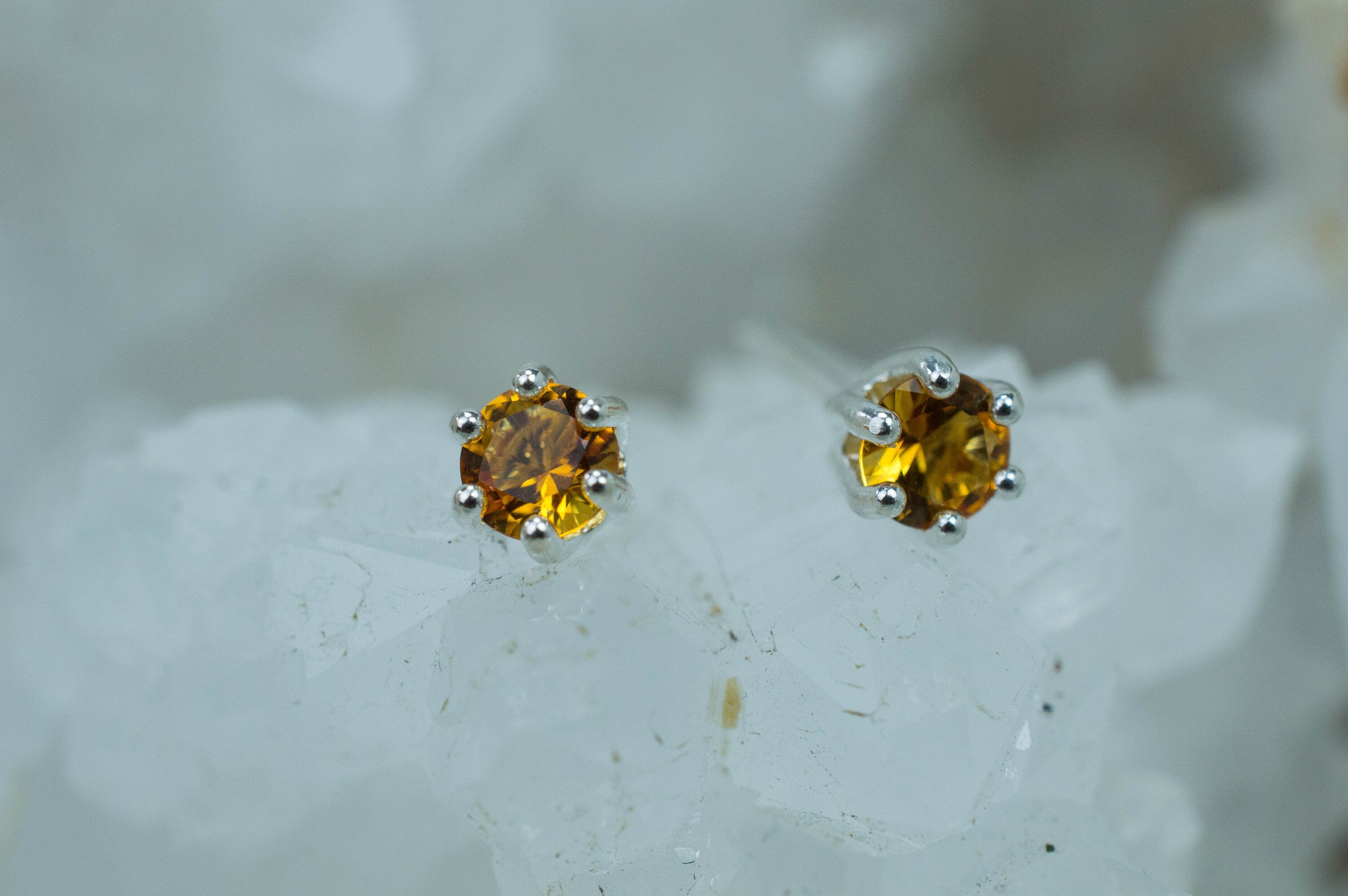 Citrine Earrings; Natural Untreated Uruguay Citrine; 0.400cts - Mark Oliver Gems
