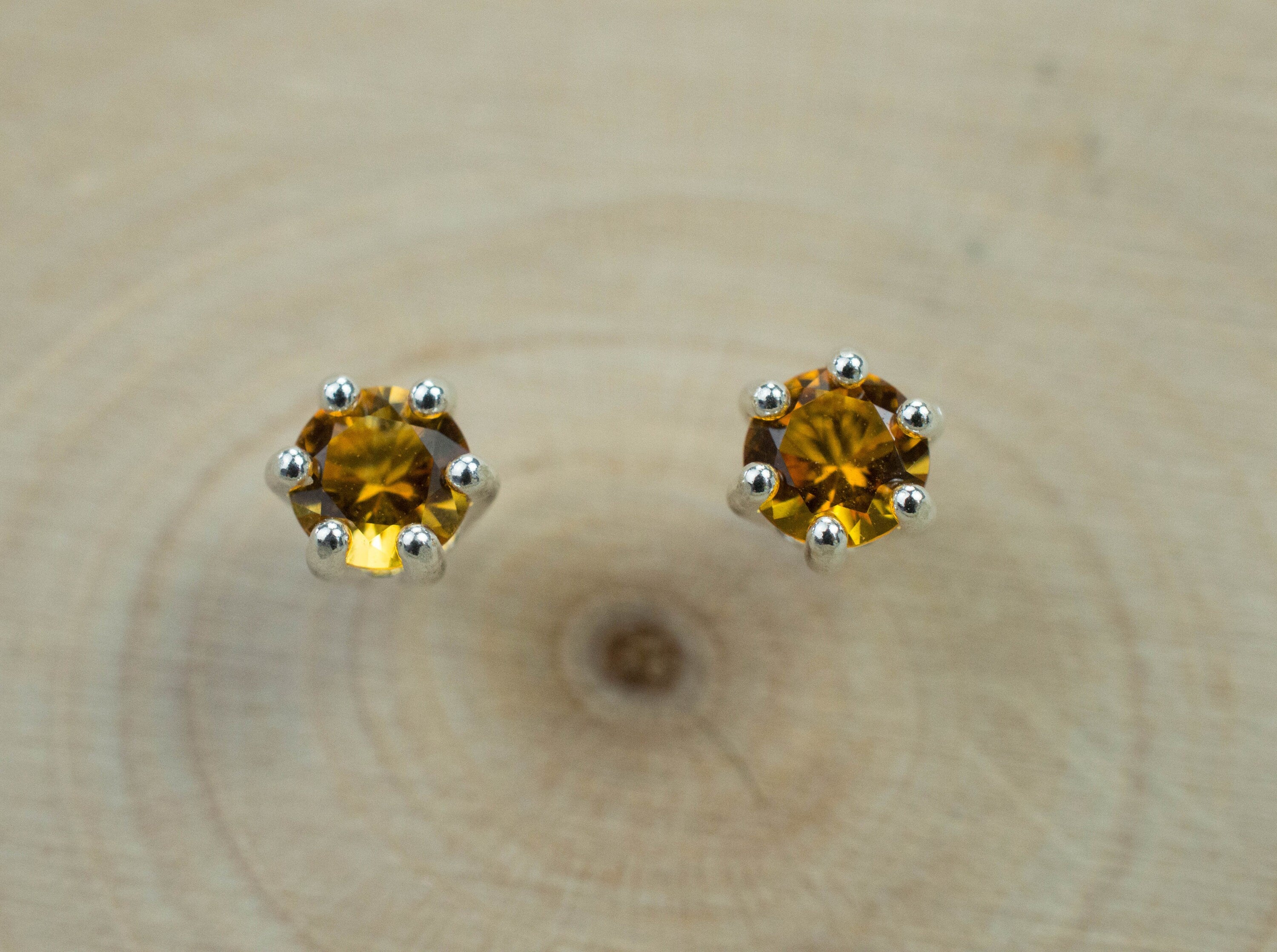 Citrine Earrings; Natural Untreated Uruguay Citrine; 0.400cts - Mark Oliver Gems