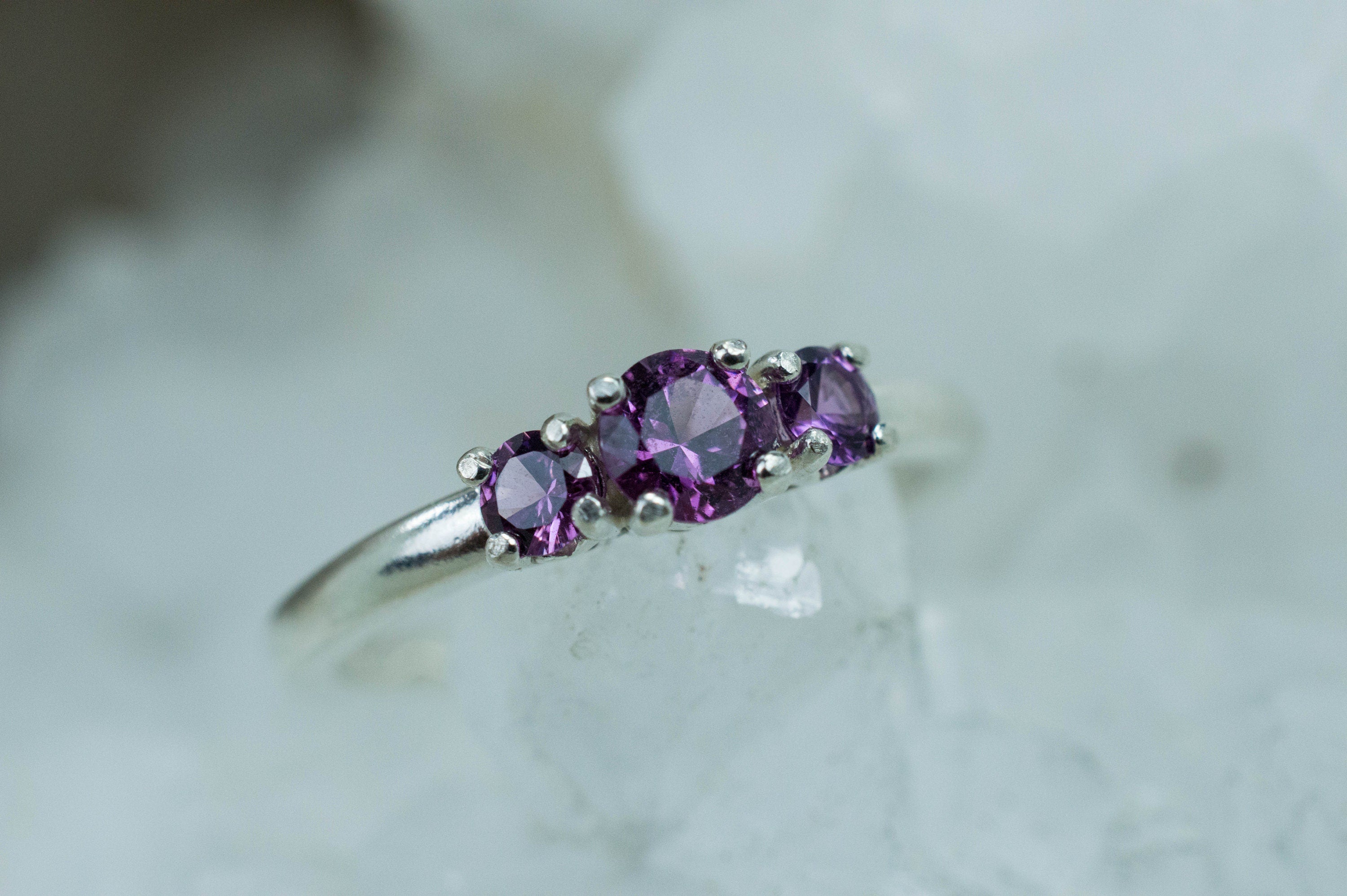 Purple Garnet Sterling Silver Ring, Genuine Untreated Rare Mozambique Garnets; 0.605cts - Mark Oliver Gems