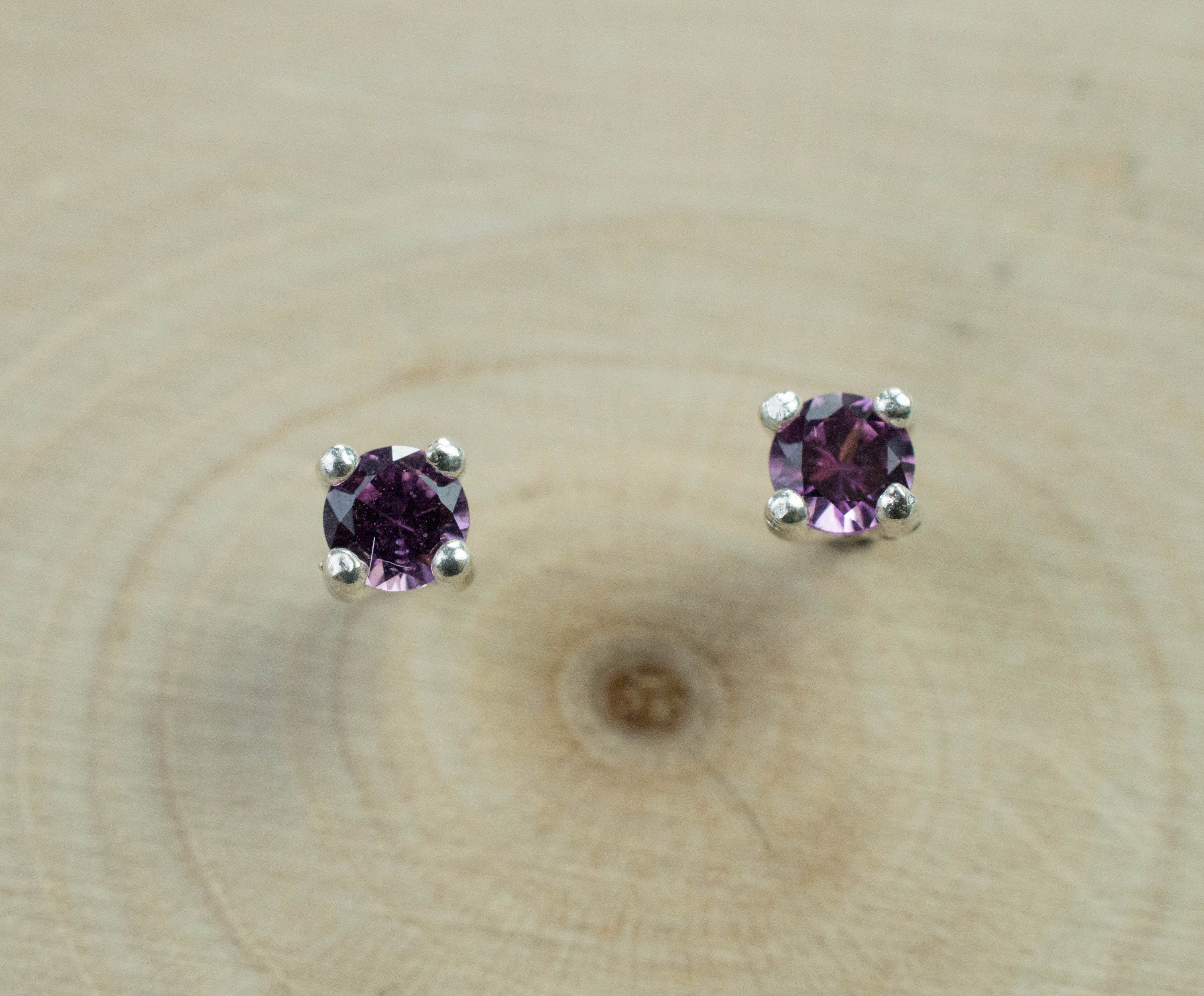 Purple Garnet Earrings, Genuine Untreated Rare Mozambique Garnet; 0.235cts - Mark Oliver Gems