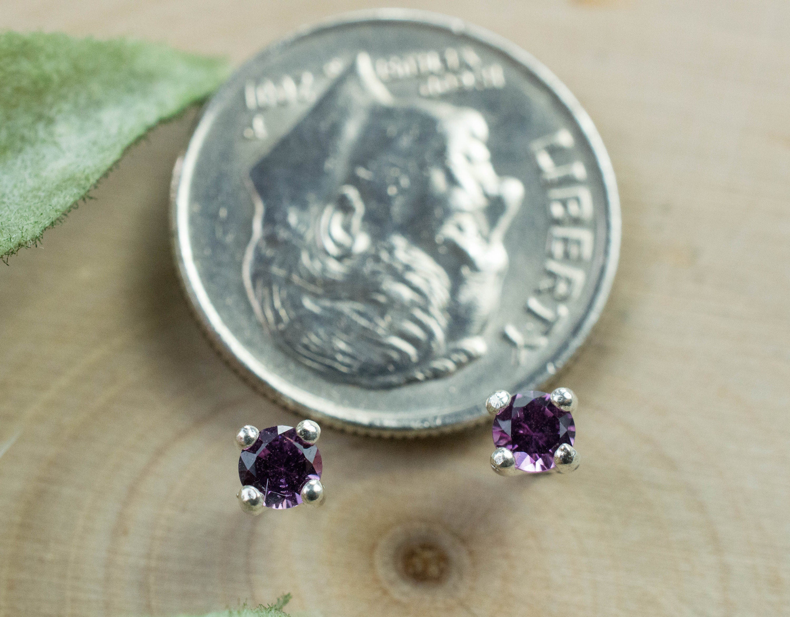 Purple Garnet Earrings, Genuine Untreated Rare Mozambique Garnet; 0.235cts - Mark Oliver Gems