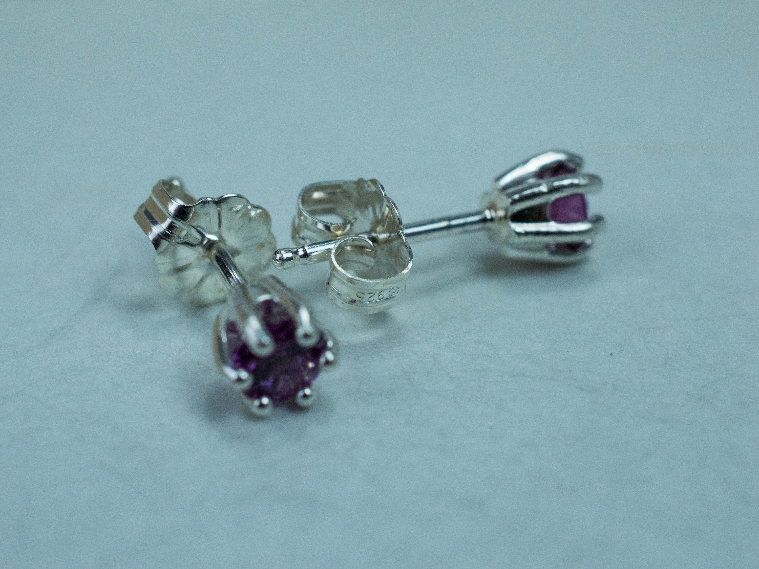 Purple Garnet Earrings, Natural Untreated Rare Mozambique Garnet; 0.535cts - Mark Oliver Gems