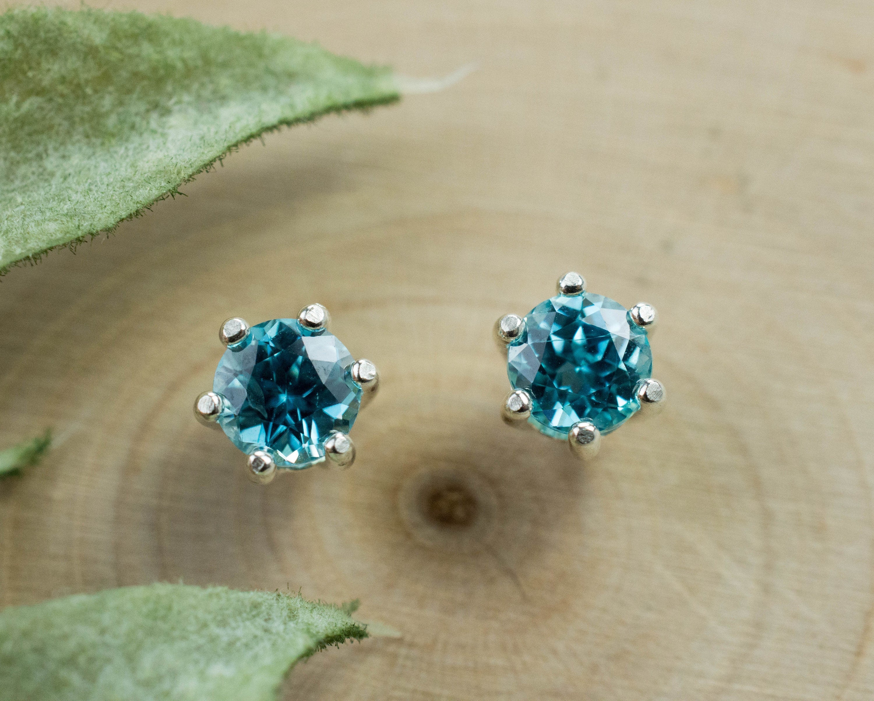 Blue Zircon Earrings; Genuine Cambodia Zircon; 1.590cts - Mark Oliver Gems