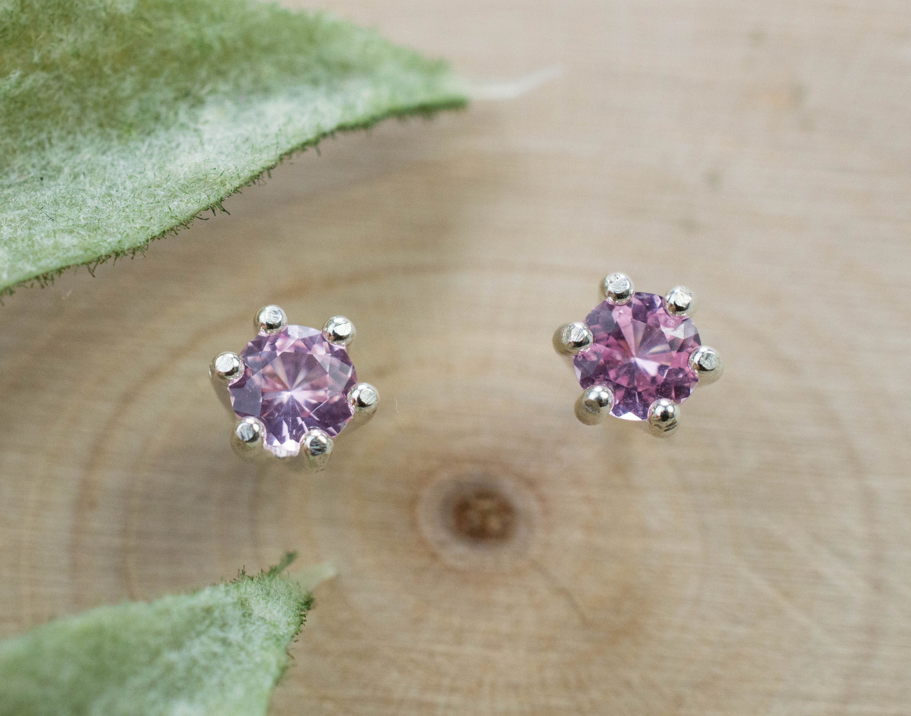 Pink Spinel Earrings; Natural Untreated Mozambique Spinel; 0.320cts - Mark Oliver Gems