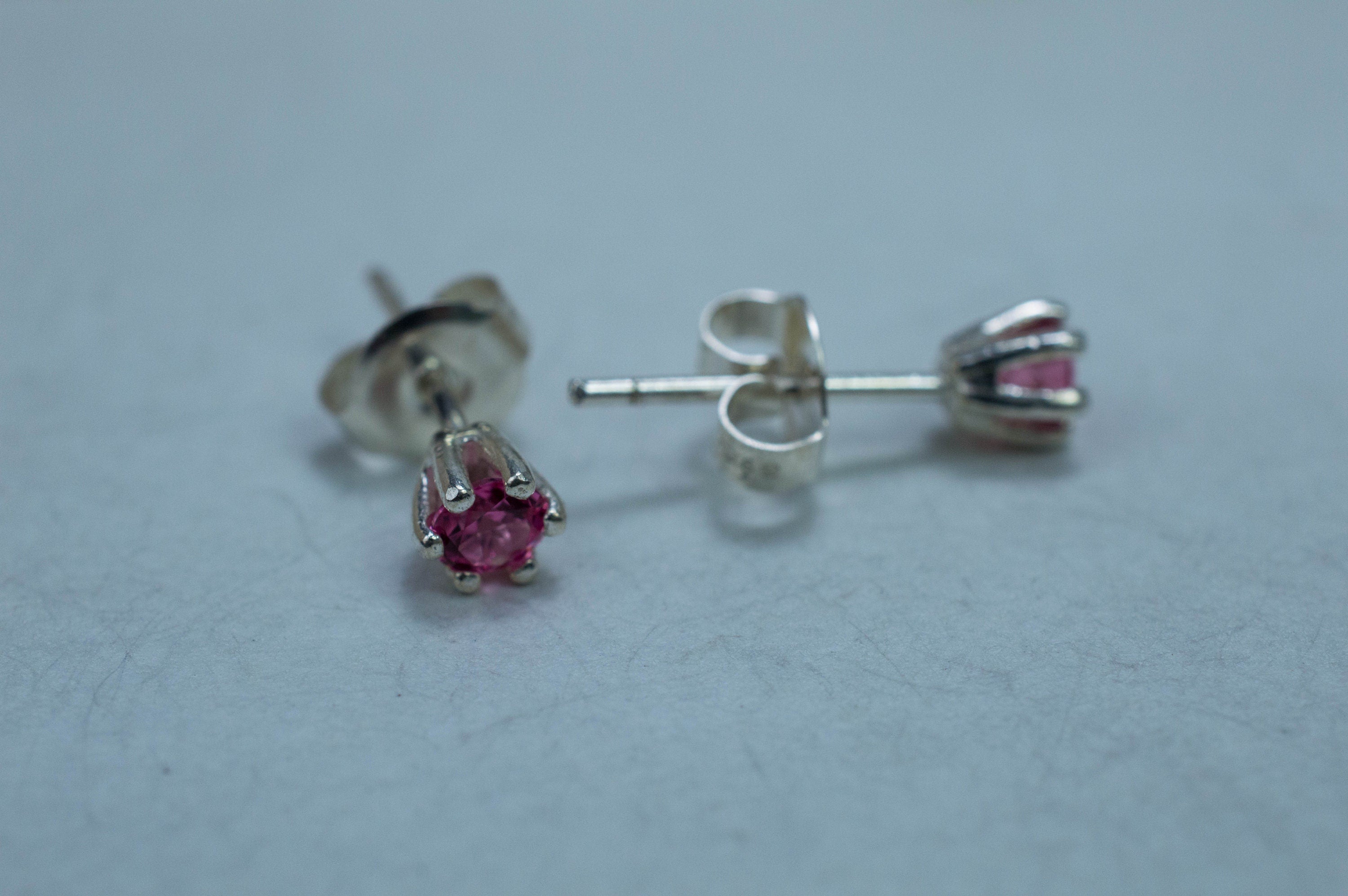 Pink Spinel Earrings; Natural Untreated Vietnam Spinel; 0.410cts - Mark Oliver Gems