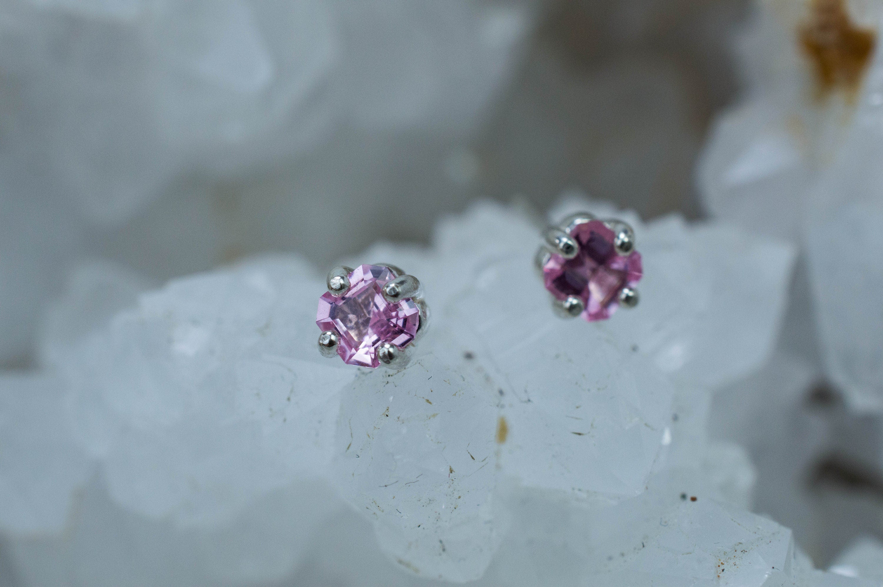 Pink Spinel Earrings; Natural Untreated Mozambique Spinel; 0.585cts - Mark Oliver Gems