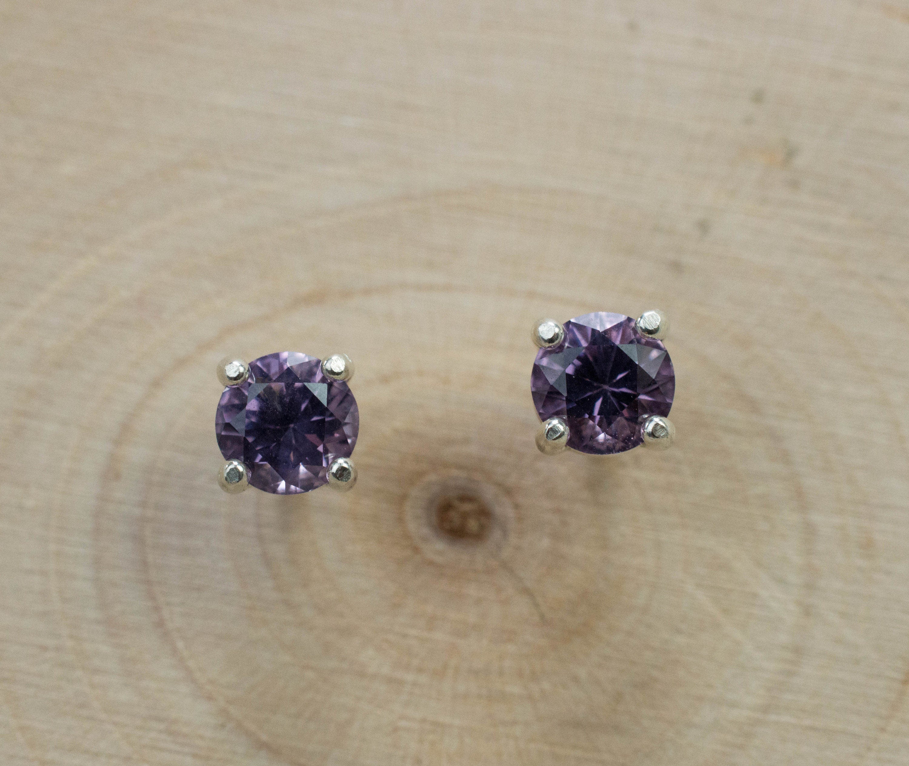 Purple Spinel Earrings; Genuine Untreated Sri Lanka Spinel; 0.825cts - Mark Oliver Gems