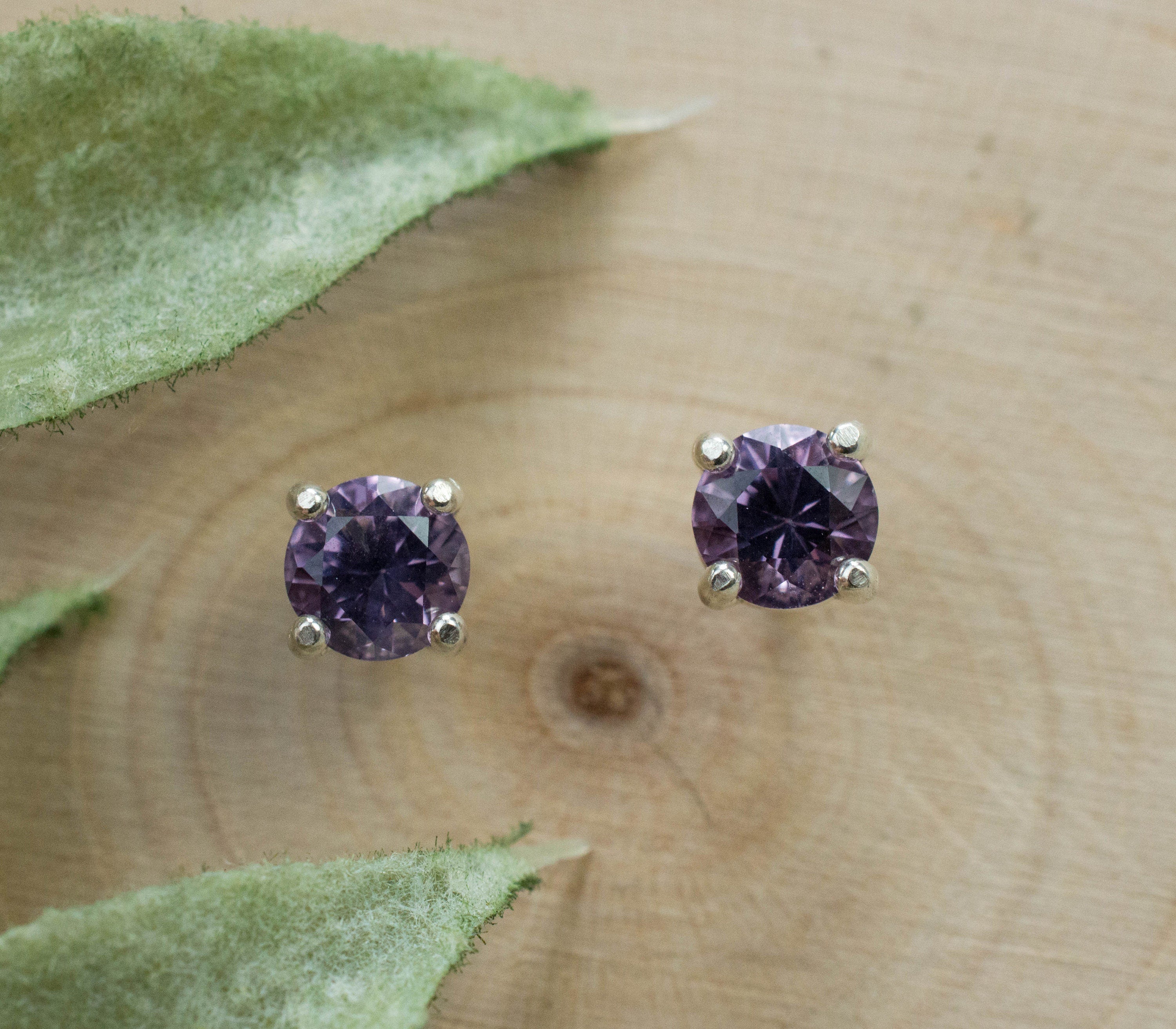 Purple Spinel Earrings; Genuine Untreated Sri Lanka Spinel; 0.825cts - Mark Oliver Gems