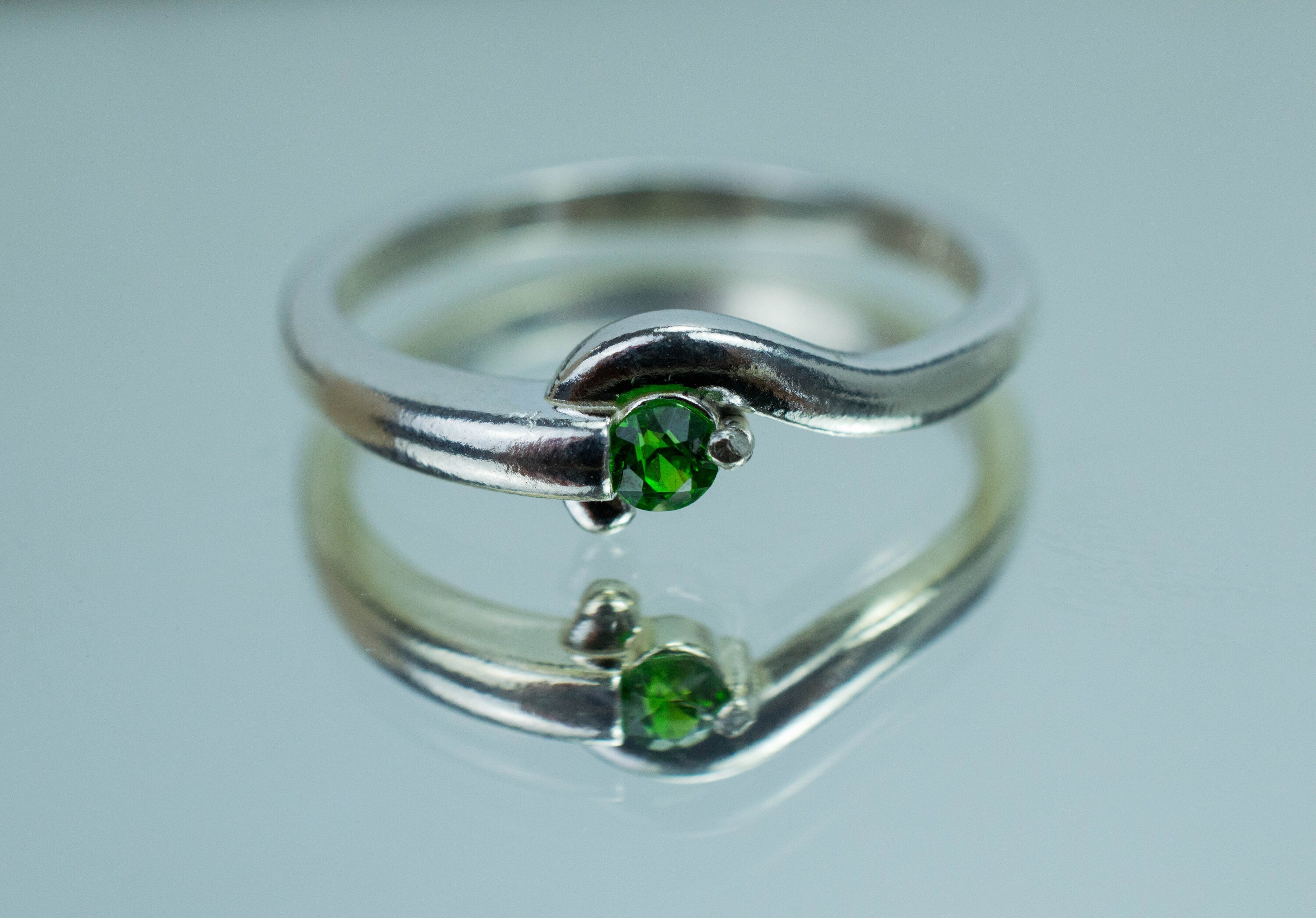 Demantoid Garnet Ring, Genuine Untreated Demantoid; 0.110cts - Mark Oliver Gems