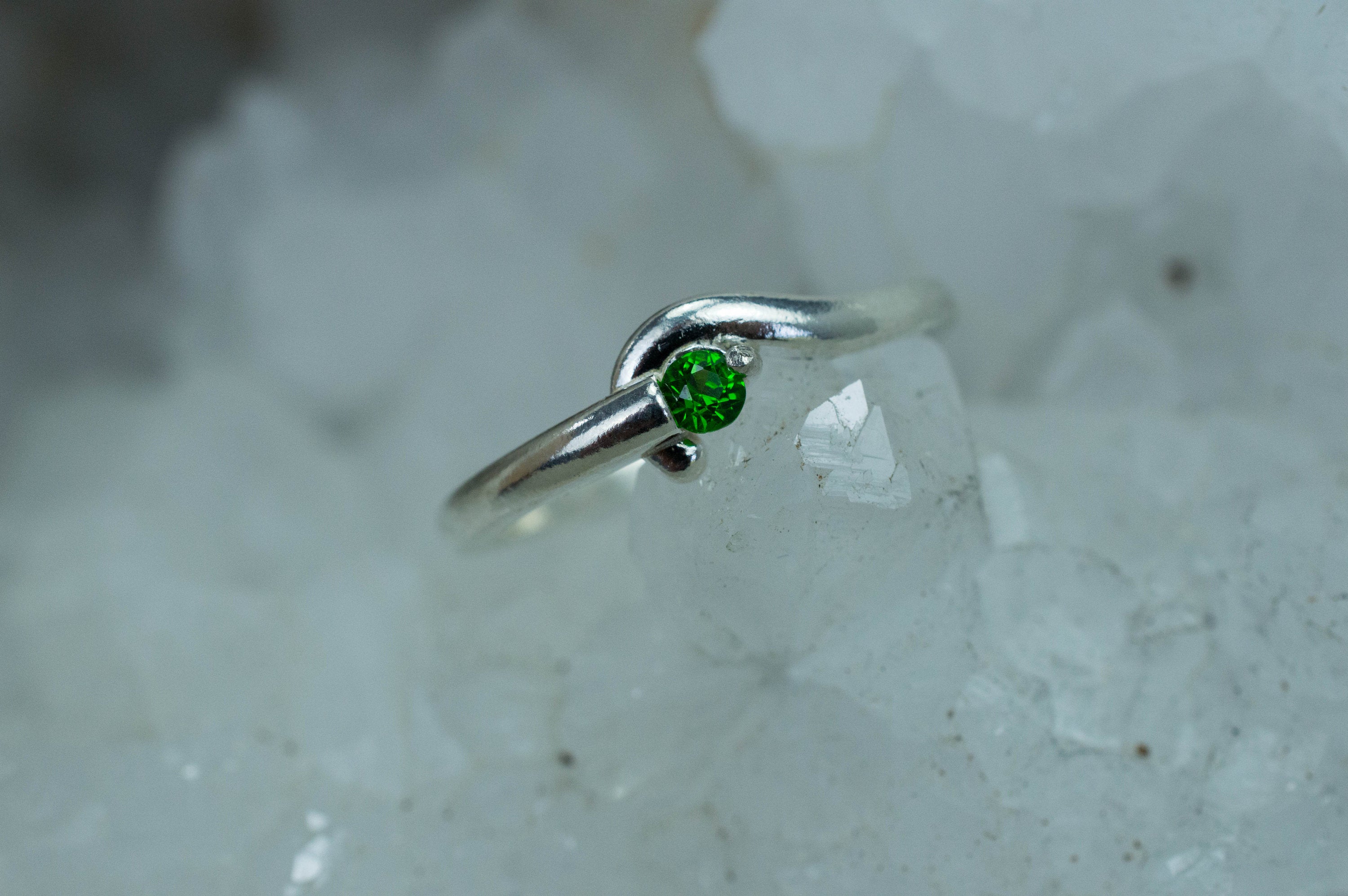 Demantoid Garnet Ring, Genuine Untreated Demantoid; 0.110cts - Mark Oliver Gems