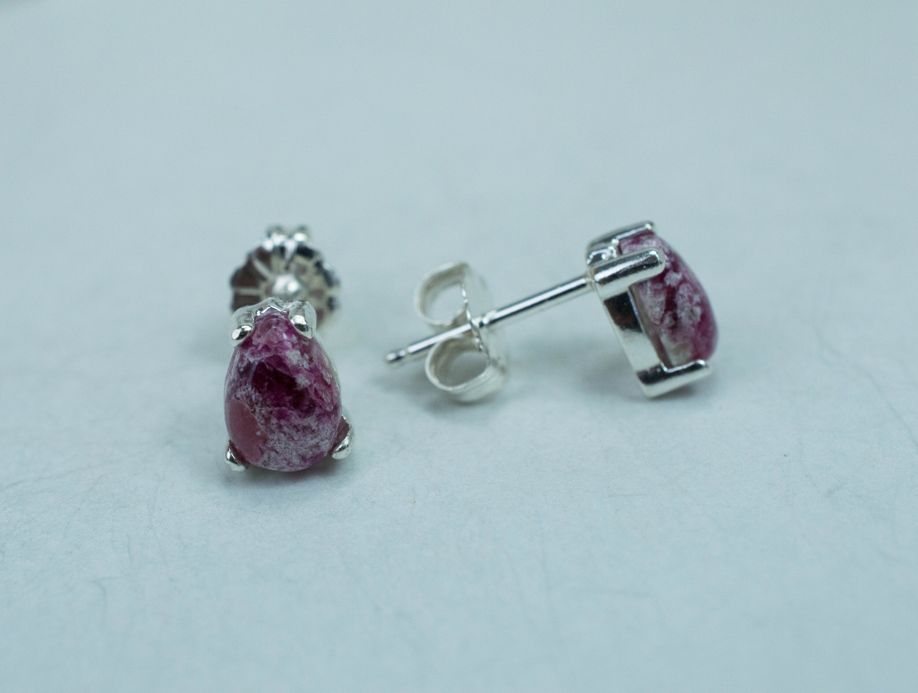 Bixbite Earrings; Natural and Untreated USA Bixbite in Matrix; 1.530cts - Mark Oliver Gems