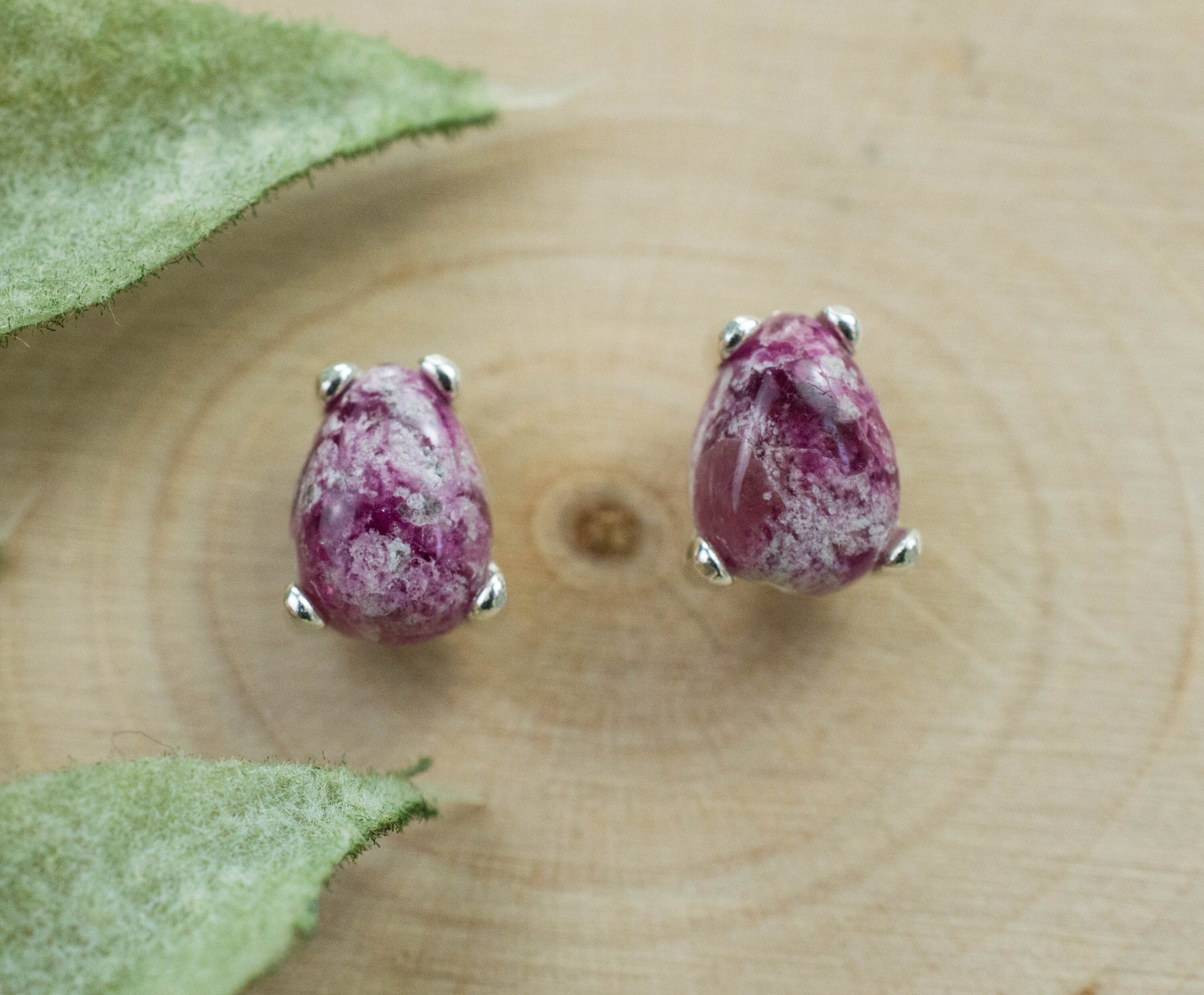 Bixbite Earrings; Natural and Untreated USA Bixbite in Matrix; 1.530cts - Mark Oliver Gems