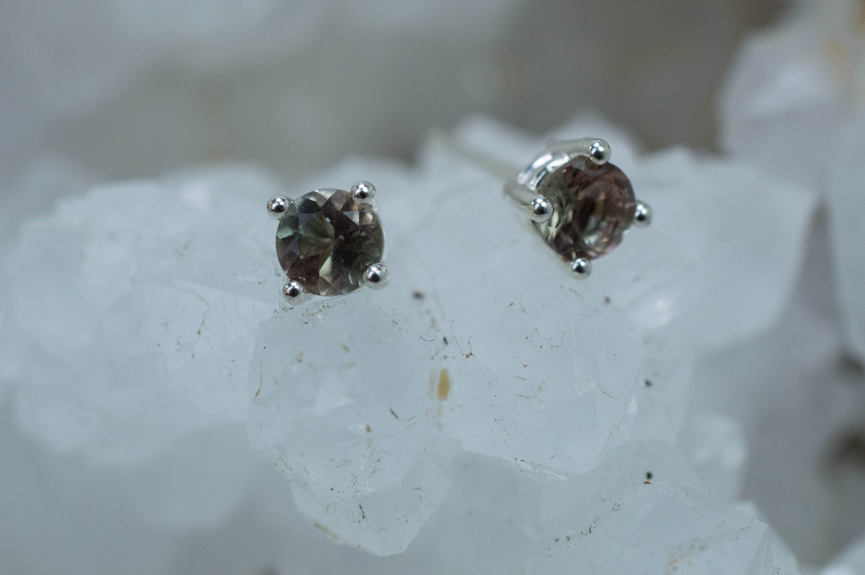 Green Oregon Sunstone Earrings; Natural Untreated Sunstone; 0.525cts - Mark Oliver Gems