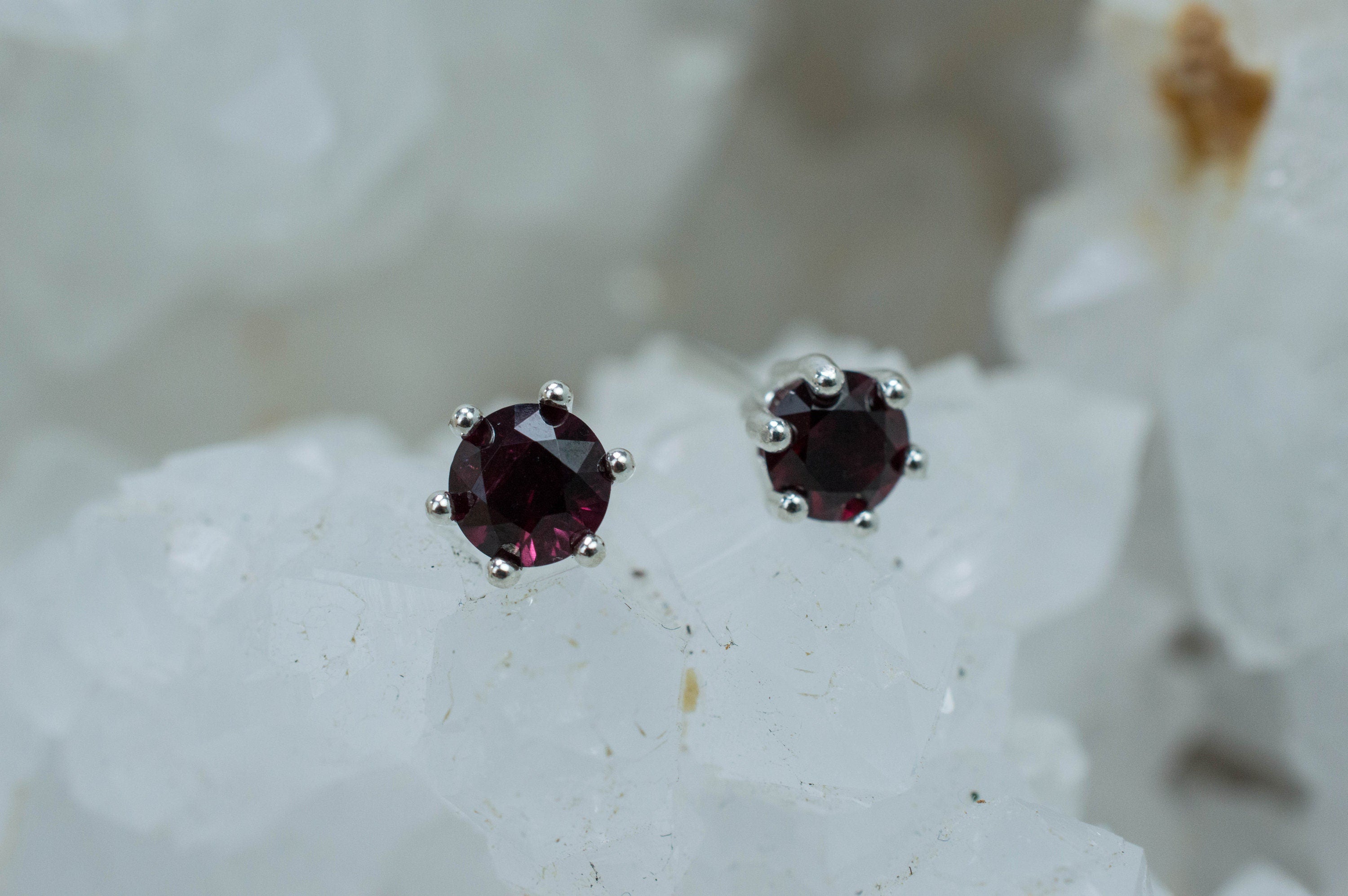 Anthill Garnet Earrings; Natural and Untreated Arizona Pyrope Garnets; 0.825cts - Mark Oliver Gems