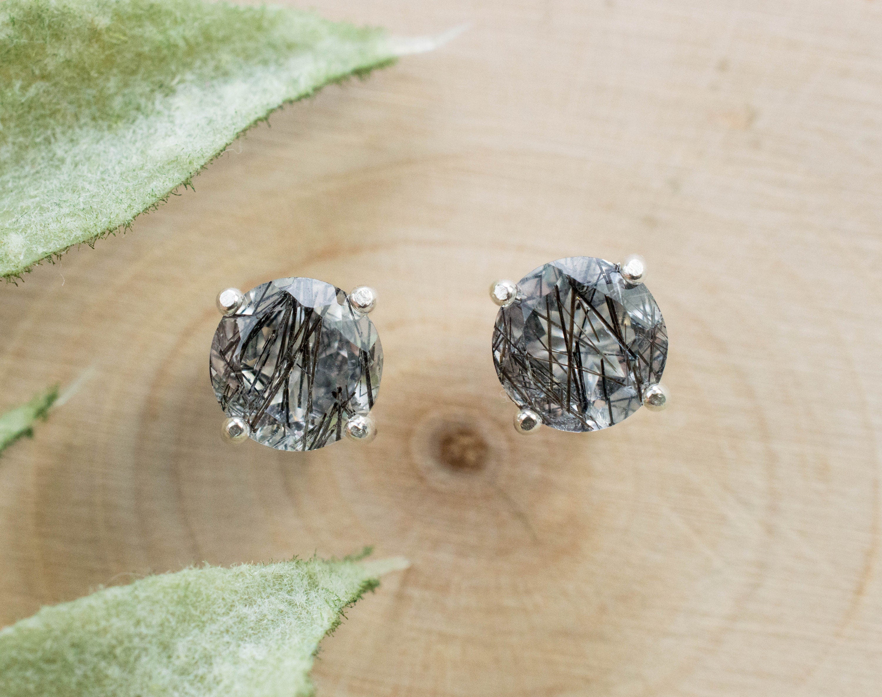 Rutilated Quartz Earrings; Genuine Untreated Brazilian Quartz - Mark Oliver Gems