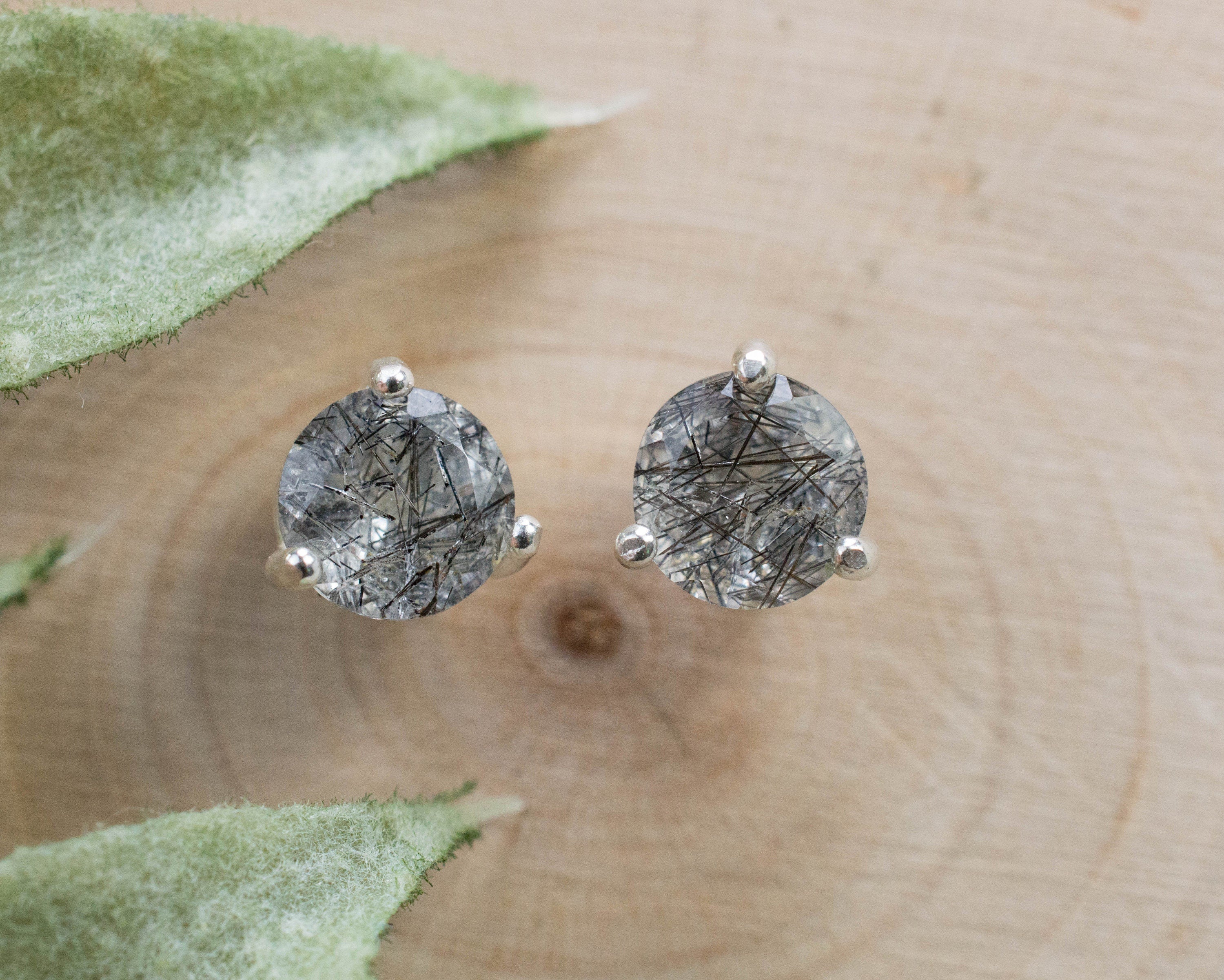 Rutilated Quartz Earrings; Genuine Untreated Brazilian Quartz - Mark Oliver Gems