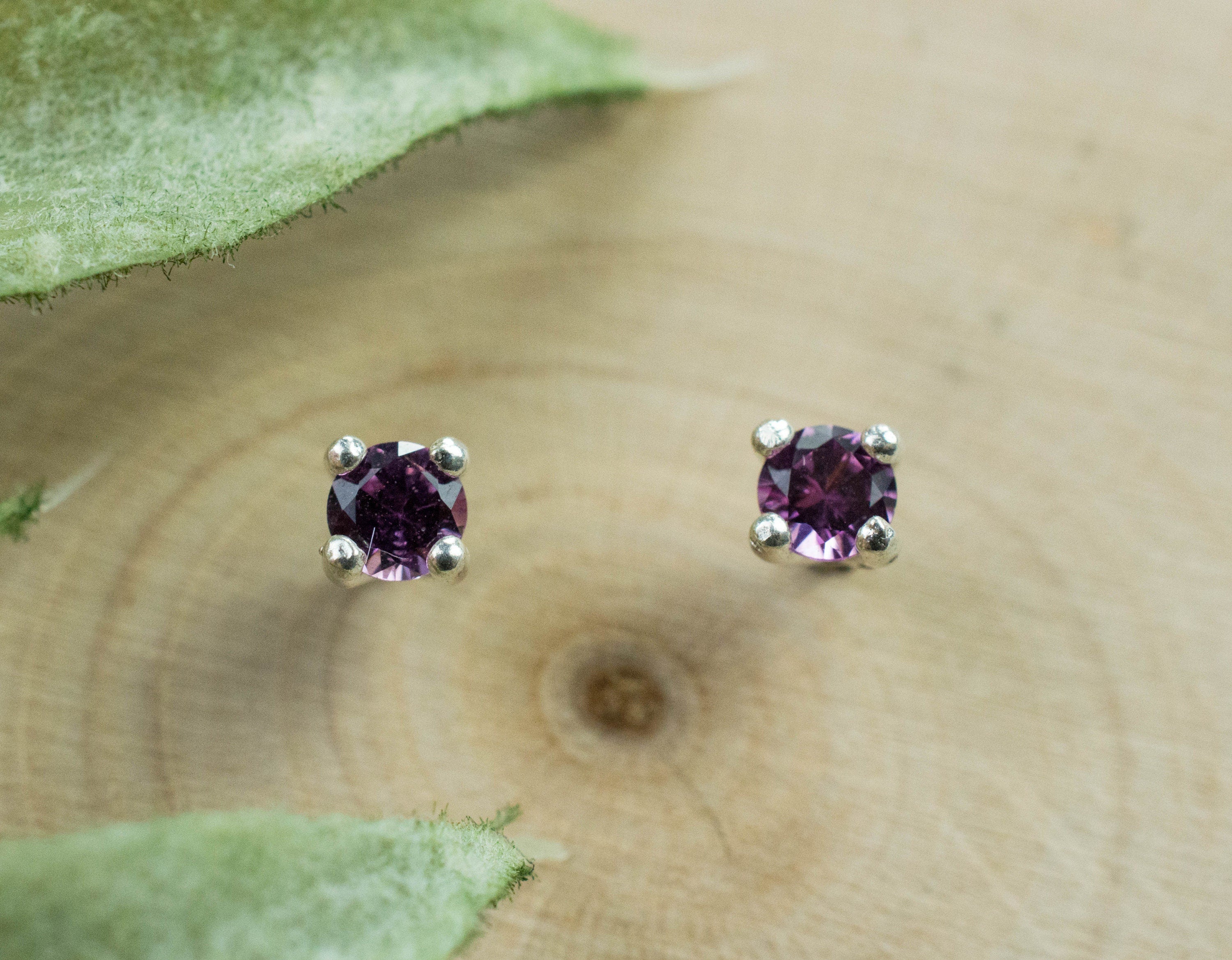Purple Garnet Earrings, Genuine Untreated Rare Mozambique Garnet; 0.235cts - Mark Oliver Gems