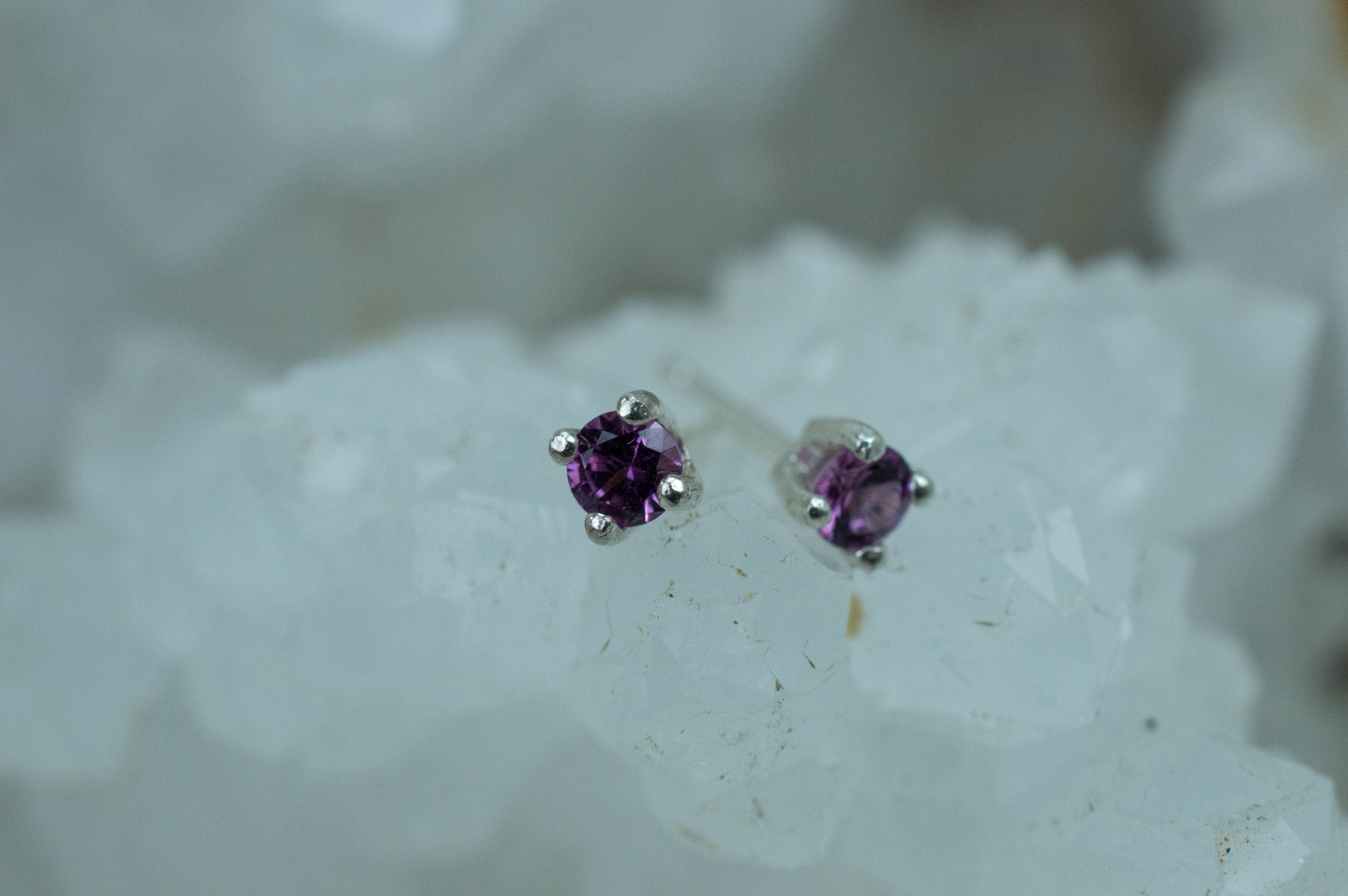 Purple Garnet Earrings, Genuine Untreated Rare Mozambique Garnet; 0.235cts - Mark Oliver Gems