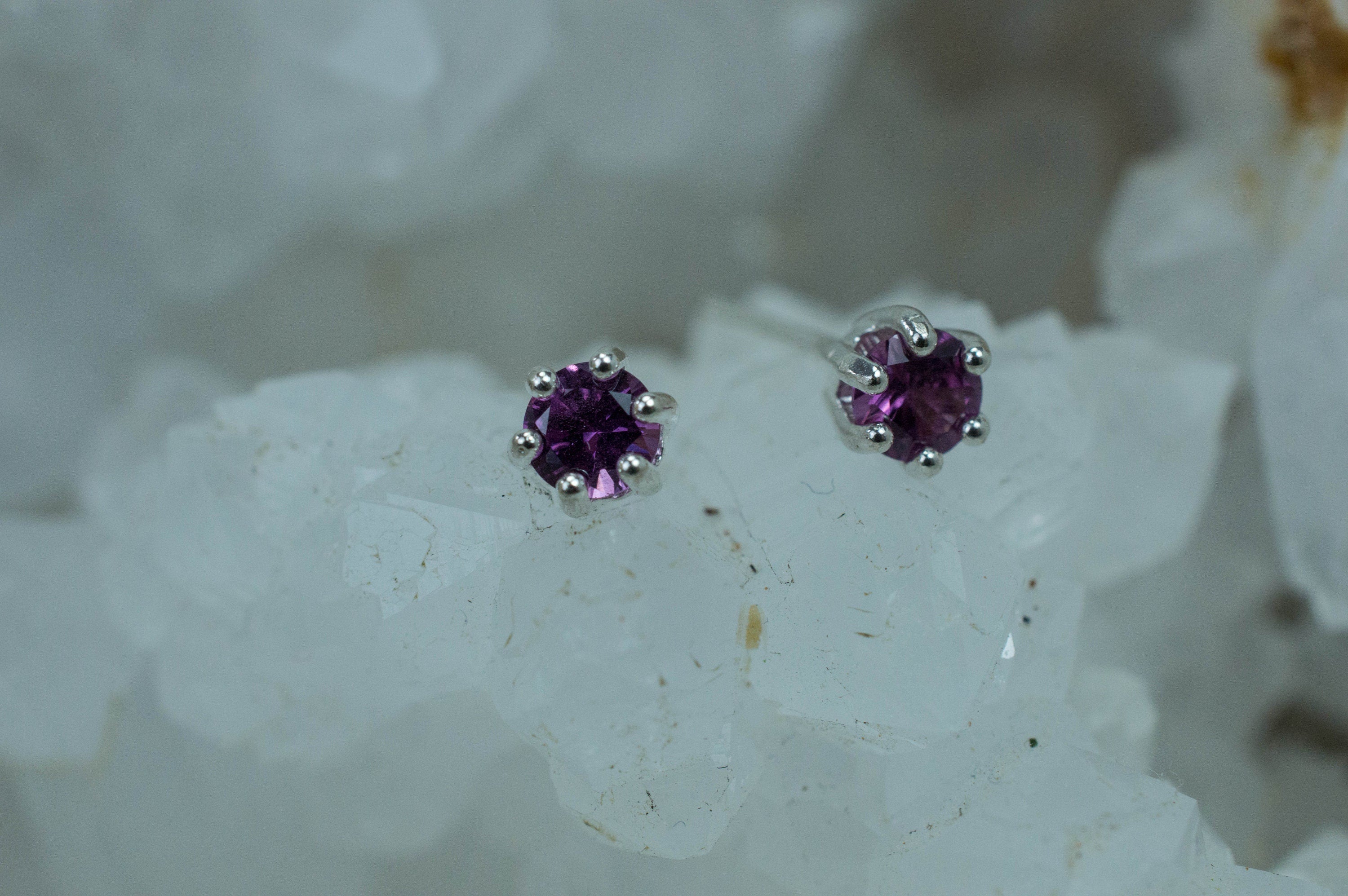 Purple Garnet Earrings, Natural Untreated Rare Mozambique Garnet; 0.535cts - Mark Oliver Gems